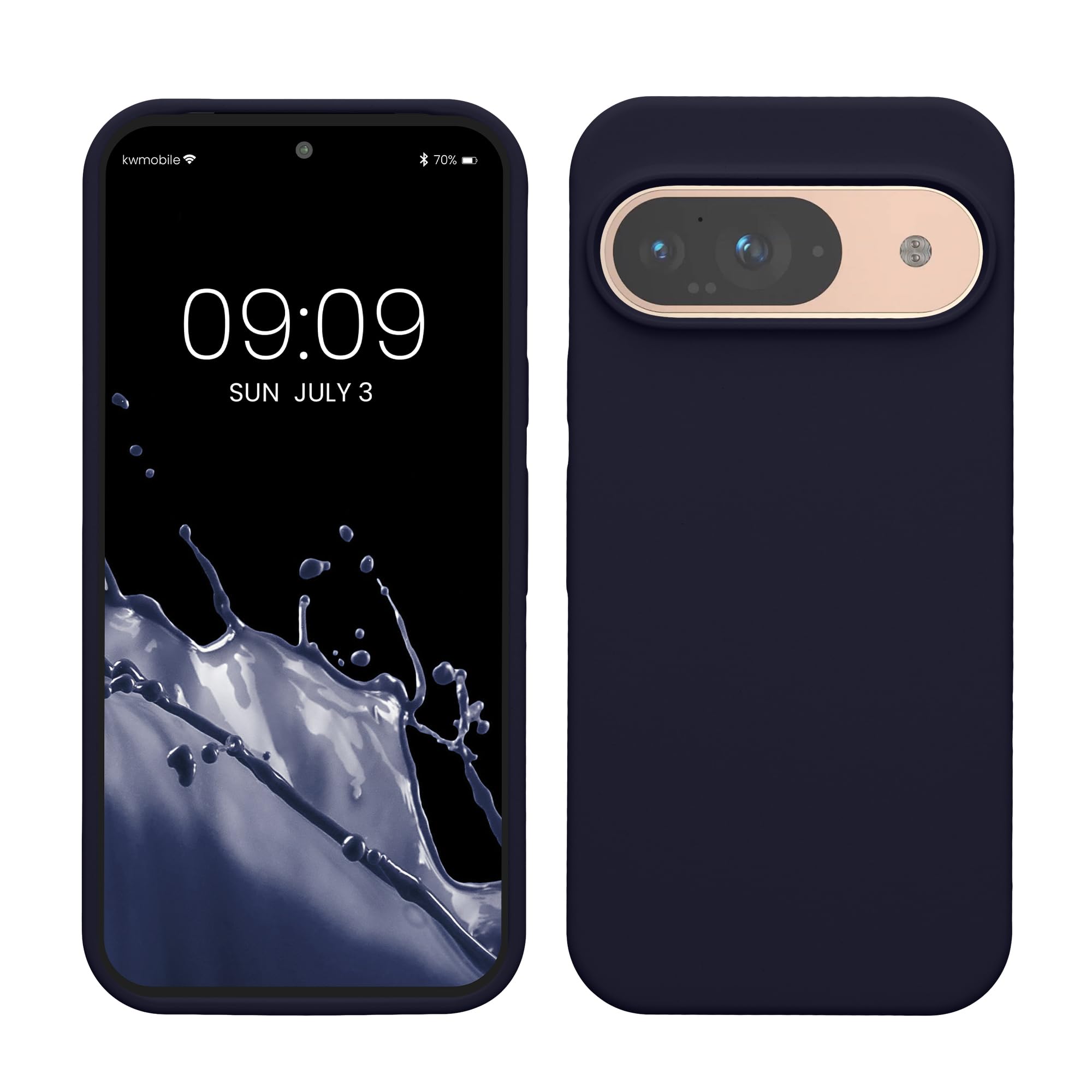 kwmobile Case Compatible with Google Pixel 9 / Pixel 9 Pro Case - TPU Silicone Phone Cover with Soft Finish - Deep Ocean