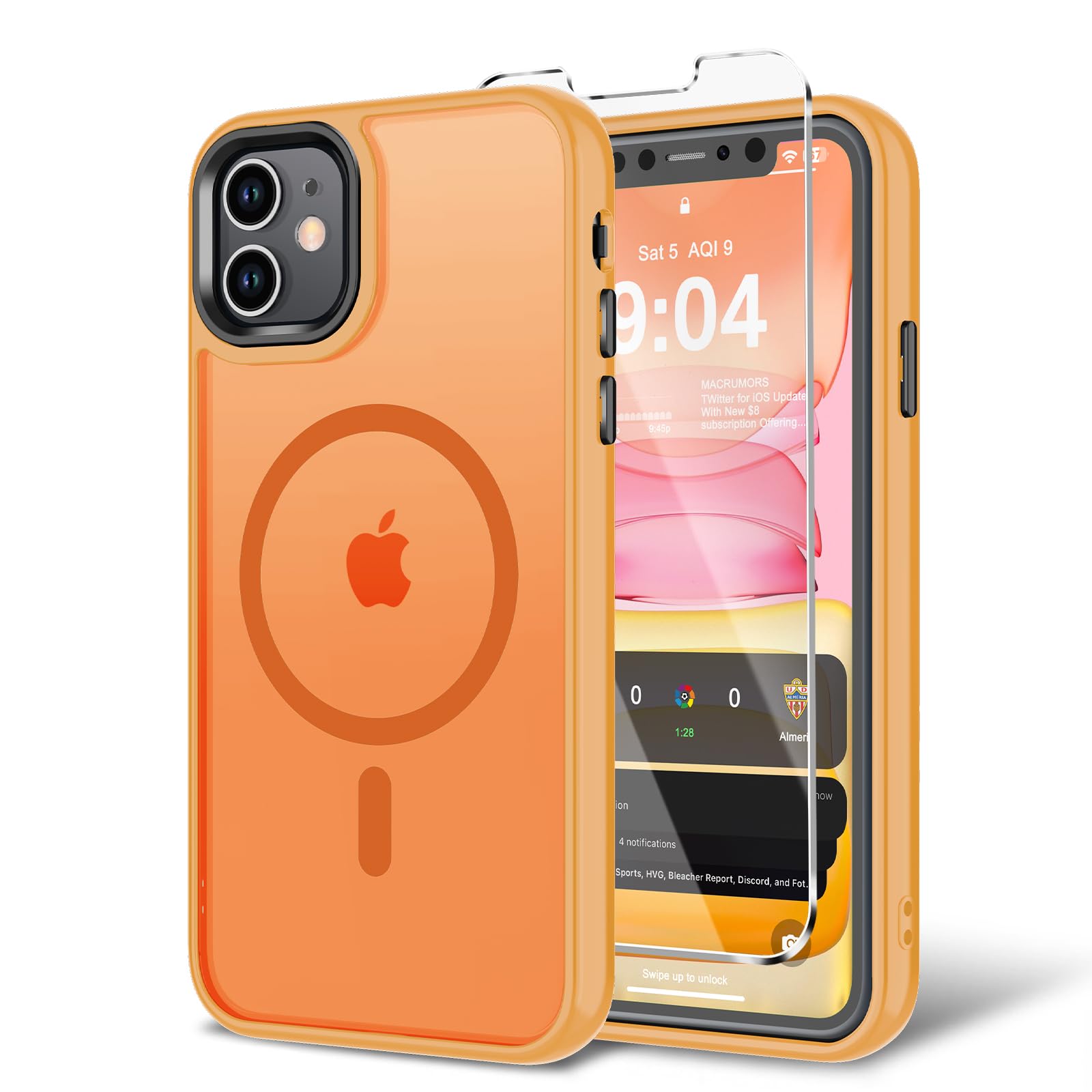 BPOASE for iPhone 11 Case with Screen Protector, [Compatible with Magsafe] Ultra Slim Translucent Matte Shockproof Protection Ph