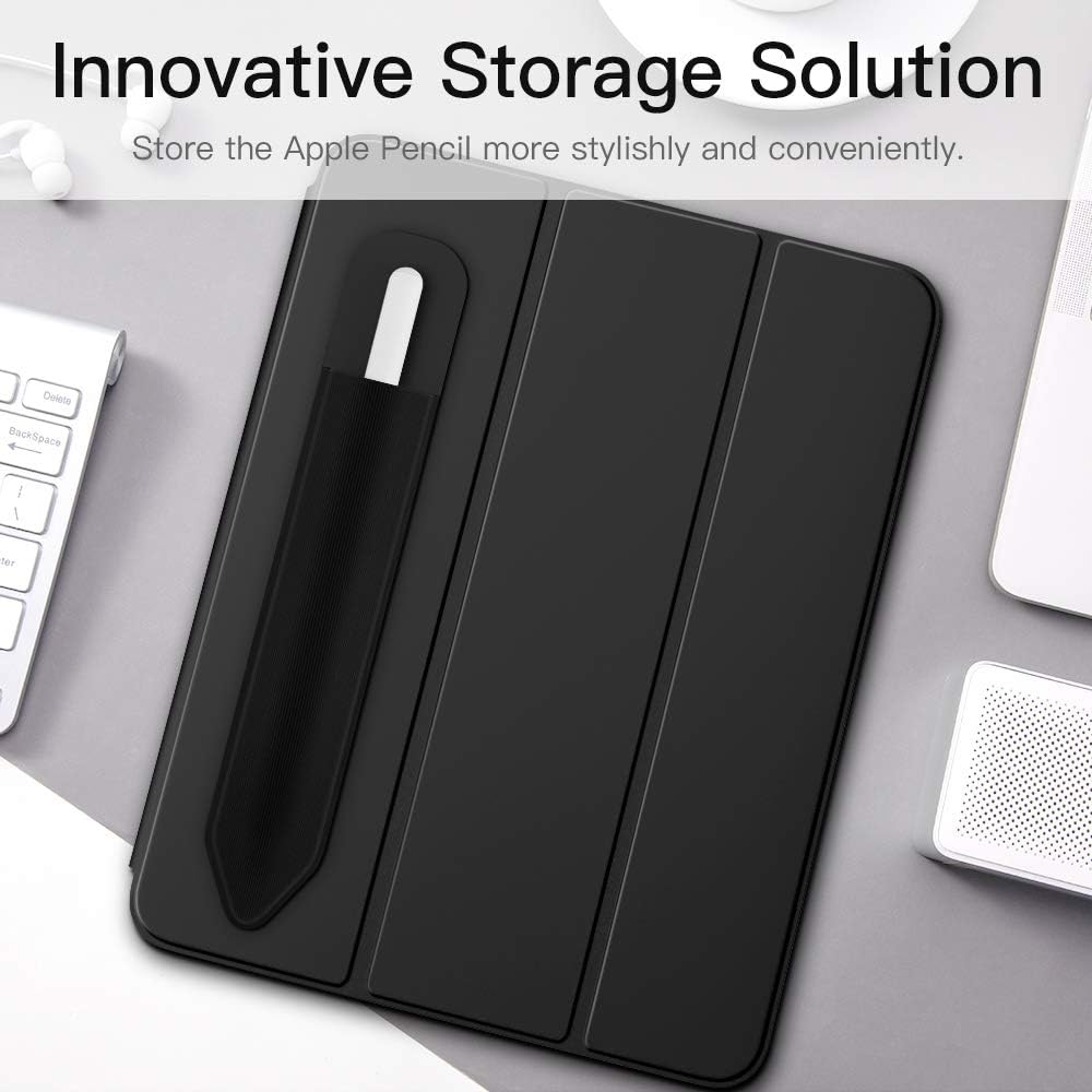 MoKo Pencil Holder Sticker Fit Apple Pencil Pro, Apple Pencil USB C, Apple Pencil 1st/2nd Generation, Elastic Pencil Pocket Pouch Adhesive Sleeve Attached to iPad Case for Stylus Pens, 2 Pieces Black