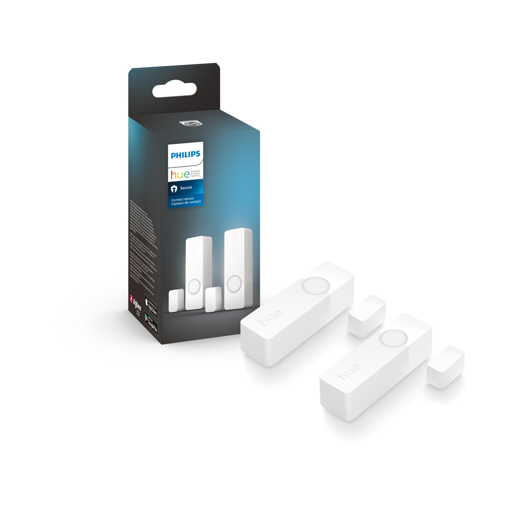 Philips Hue Secure Smart Contact Sensor, White  2 Pack  Made for Indoor Doors and Windows  Requires Hue Bridge  Works with T