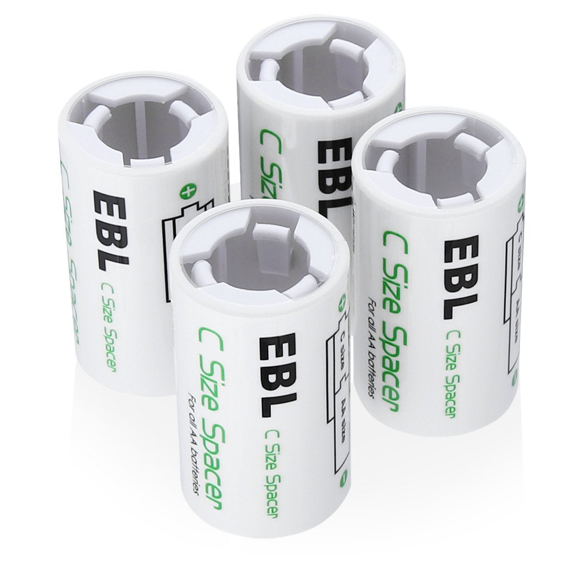 Ebl C Size Battery Adapters, Aa To C Size Battery Spacer Converter Case Use With Rechargeable Aa Battery Cells   4 Pack