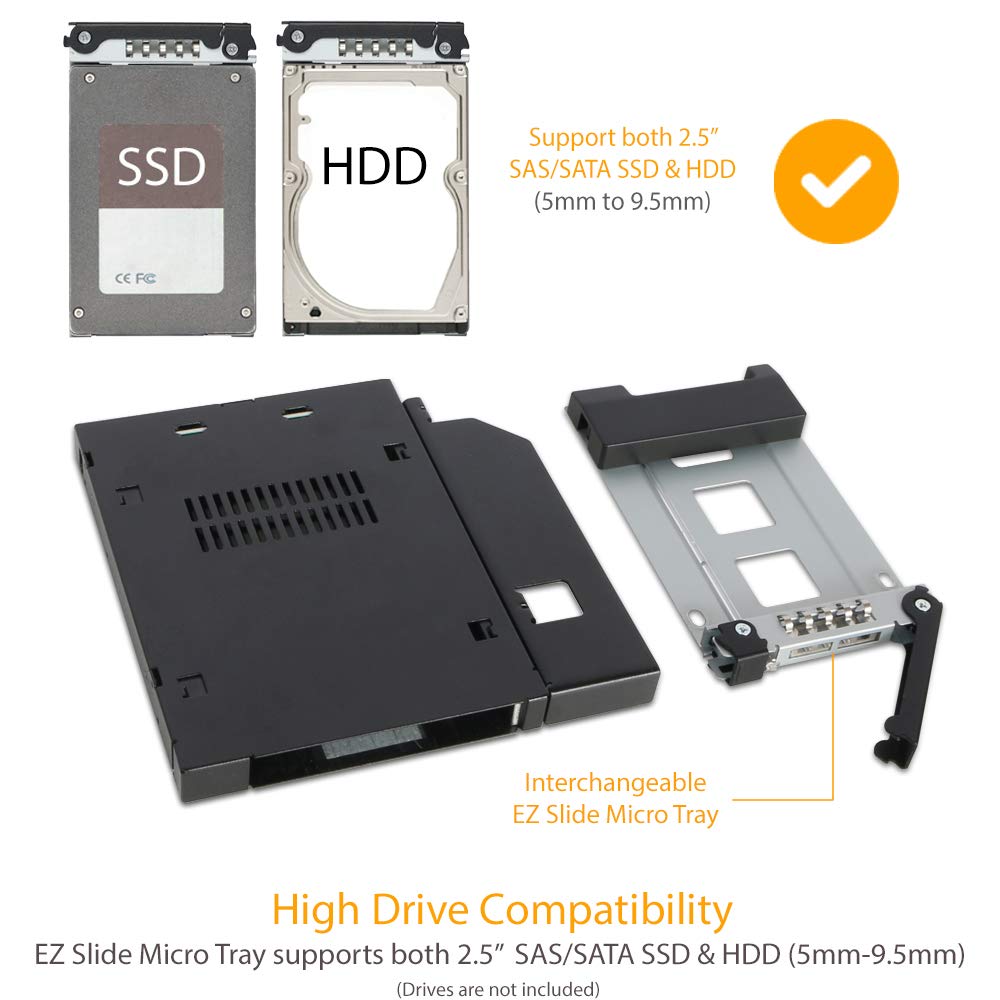 Icy Dock 2.5'' Sata/Sas Hdd/Ssd Hot Swap 2Nd Ssd Hdd Mobile Rack Hard Drive Caddy Adapter Tray Case For Slim Odd Or Slim Fdd Dri