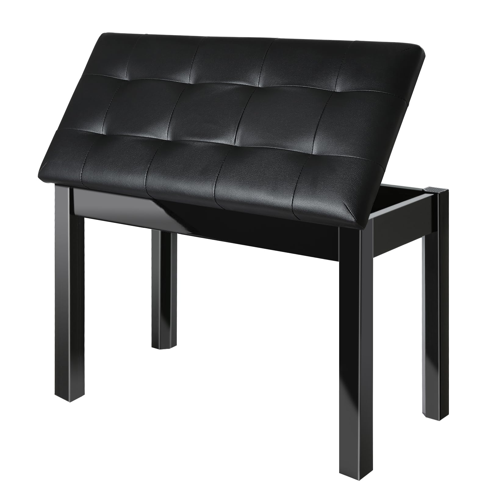 Aodsk Wooden Duet Piano Bench With Padded Cushion And Storage Compartment For Music Books 29.13''X12.99''X18.11''(Black) (Duet P