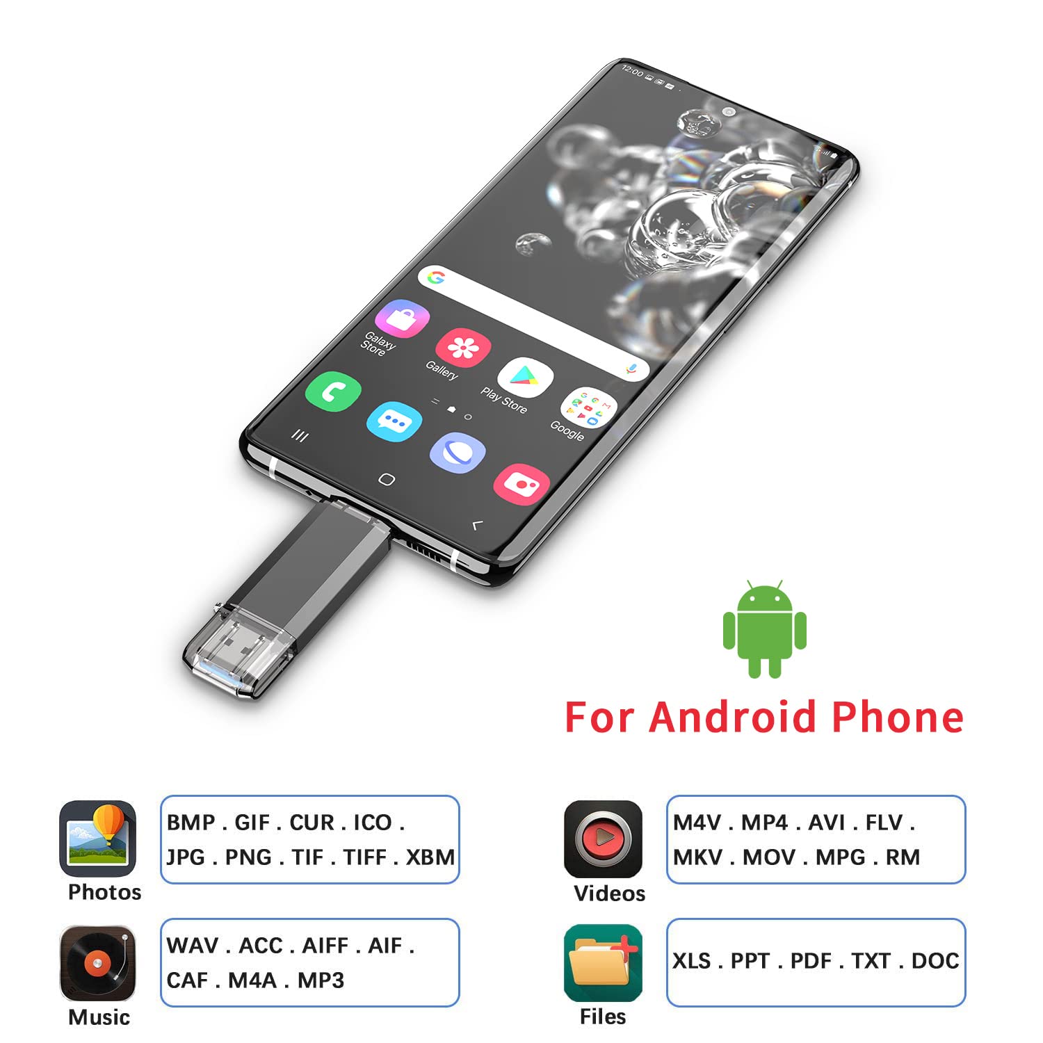 Vansuny 64Gb Flash Drive 2 In 1 Otg Usb 3.0 + Usb C Memory Stick With Keychain Dual Type C Usb Thumb Drive Photo Stick Jump Drive For Android Smartphones, Computers, Macbook, Tablets, Pc