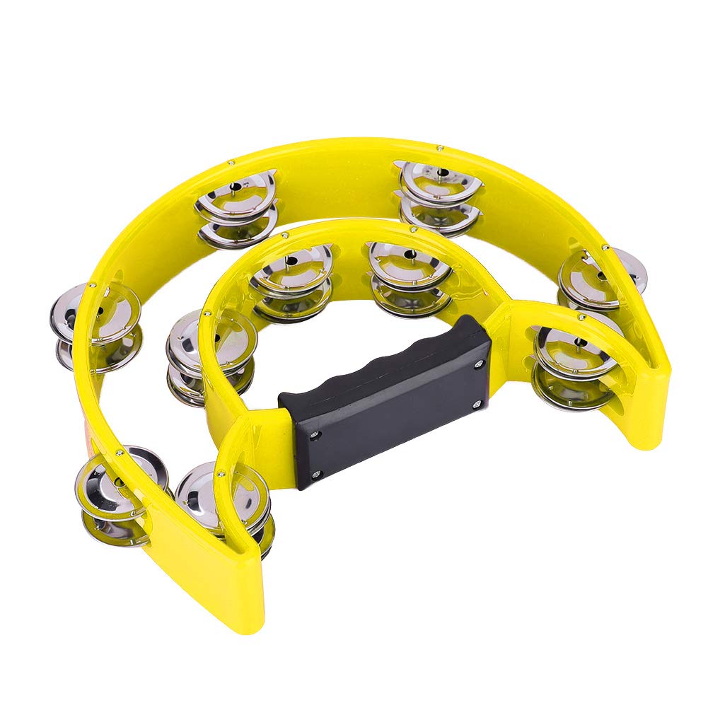 Children Tambourine, Double Row Tambourine, Musical Instrument for Beginners for Student(Yellow)