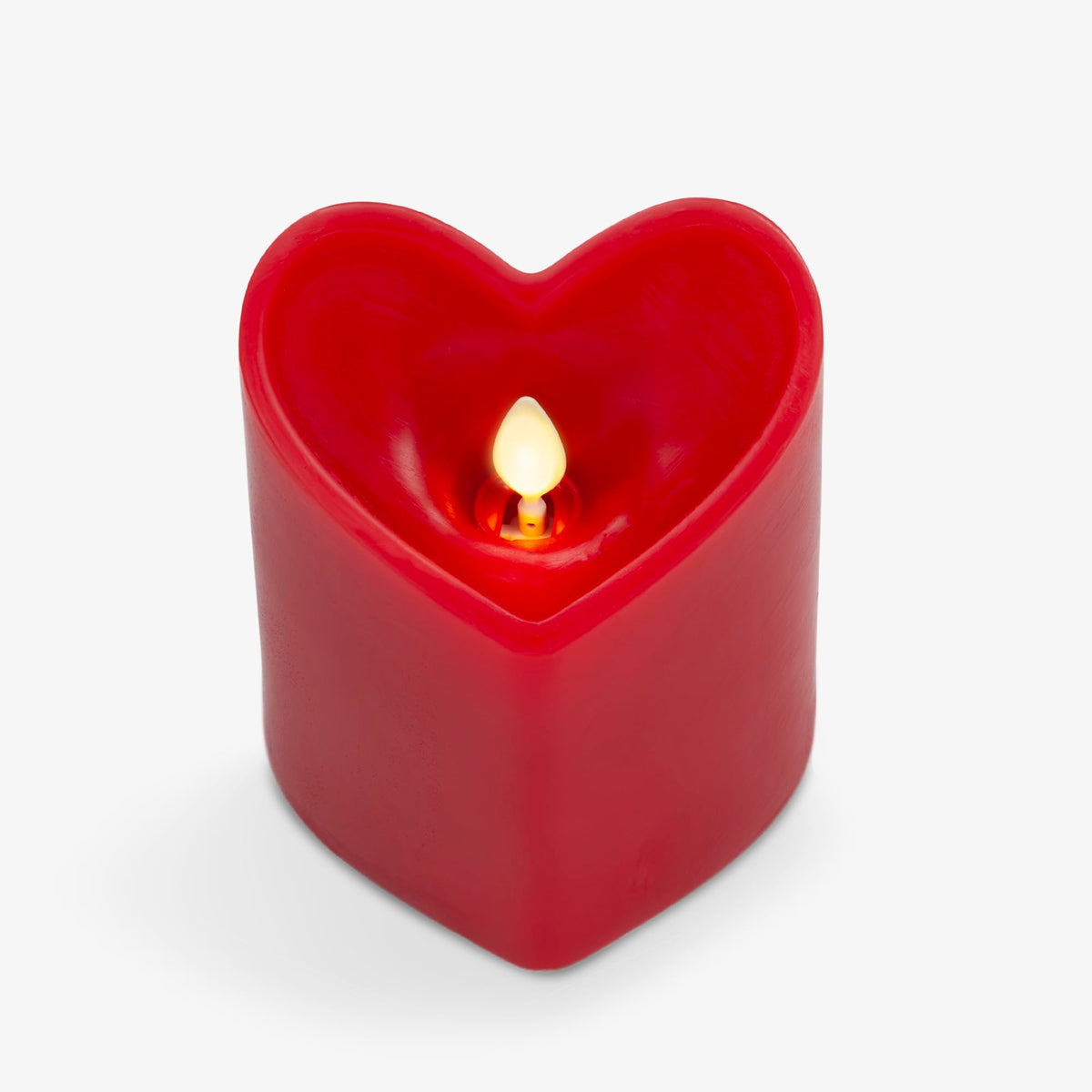Luminara True Red Heart Shaped Pillar Candle - Flickering Real-Flame Technology - Remote Ready - Romantic Valentine'S Collection