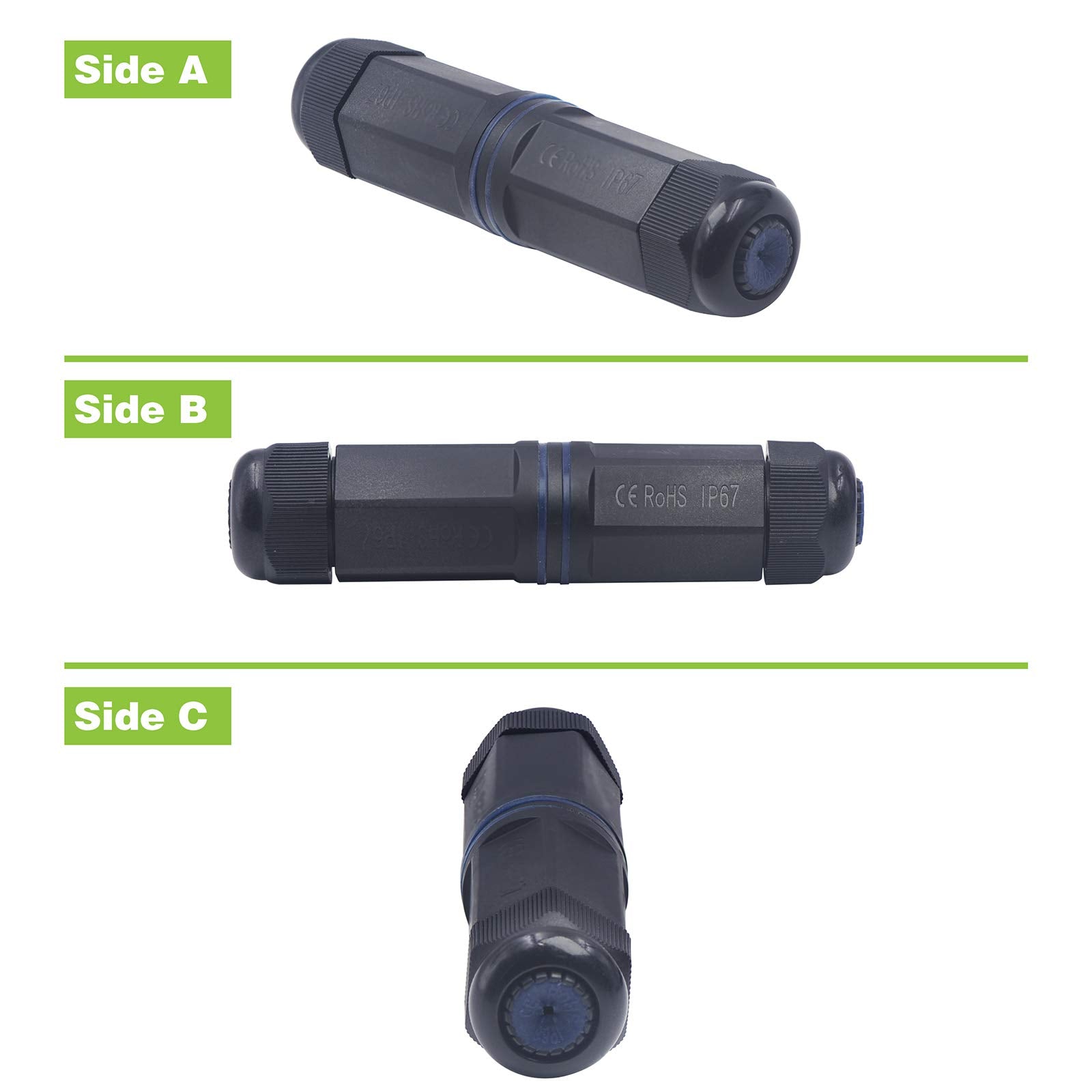 Leenue Waterproof Rj45 Coupler Cat6, Ip67 Waterproof Ethernet Coupler Female To Female, Shielded Outdoor Ethernet Coupler For Cat6/Cat5E/Cat5 Network Cables Poe, 2 Pack