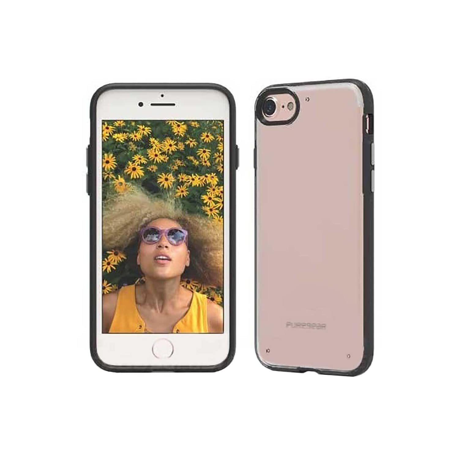 Puregear Iphone 8 / 7, Slim Shell Snap On Ultra Thin Sleek Flexible Durable Protective Cover Case, Functional Metal Buttons, Cle