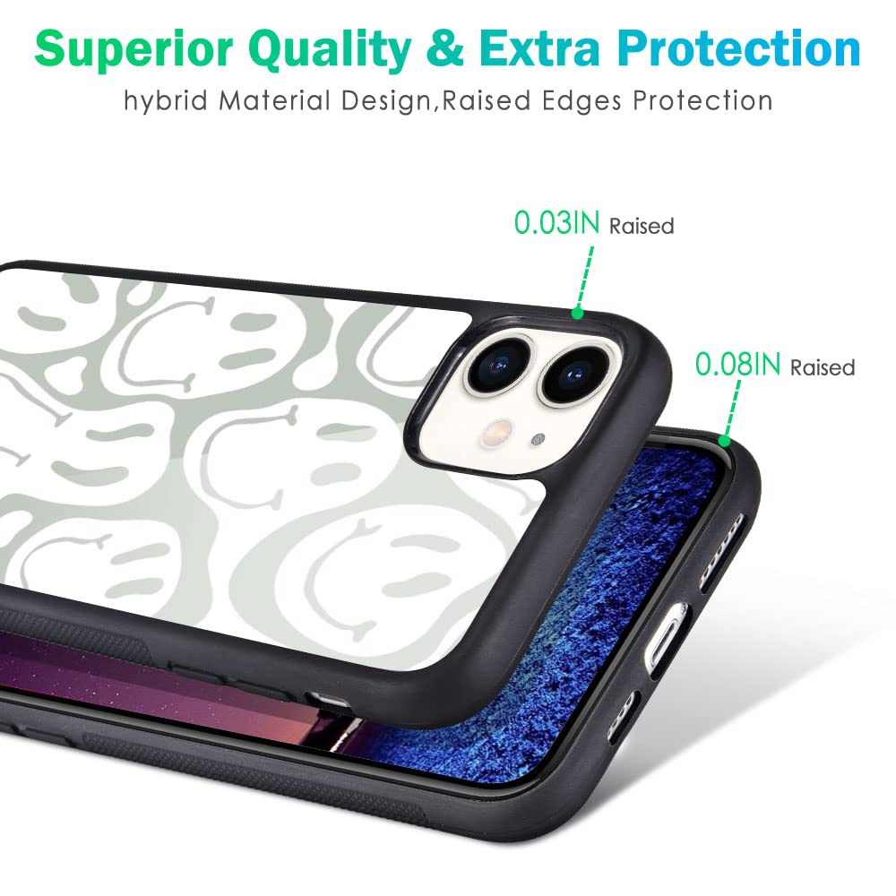 Maycari Compatible With Iphone 13 Mini Case For Children Women Funny Face Design, Hard Back Cover With Cute Trippy Pattern Soft