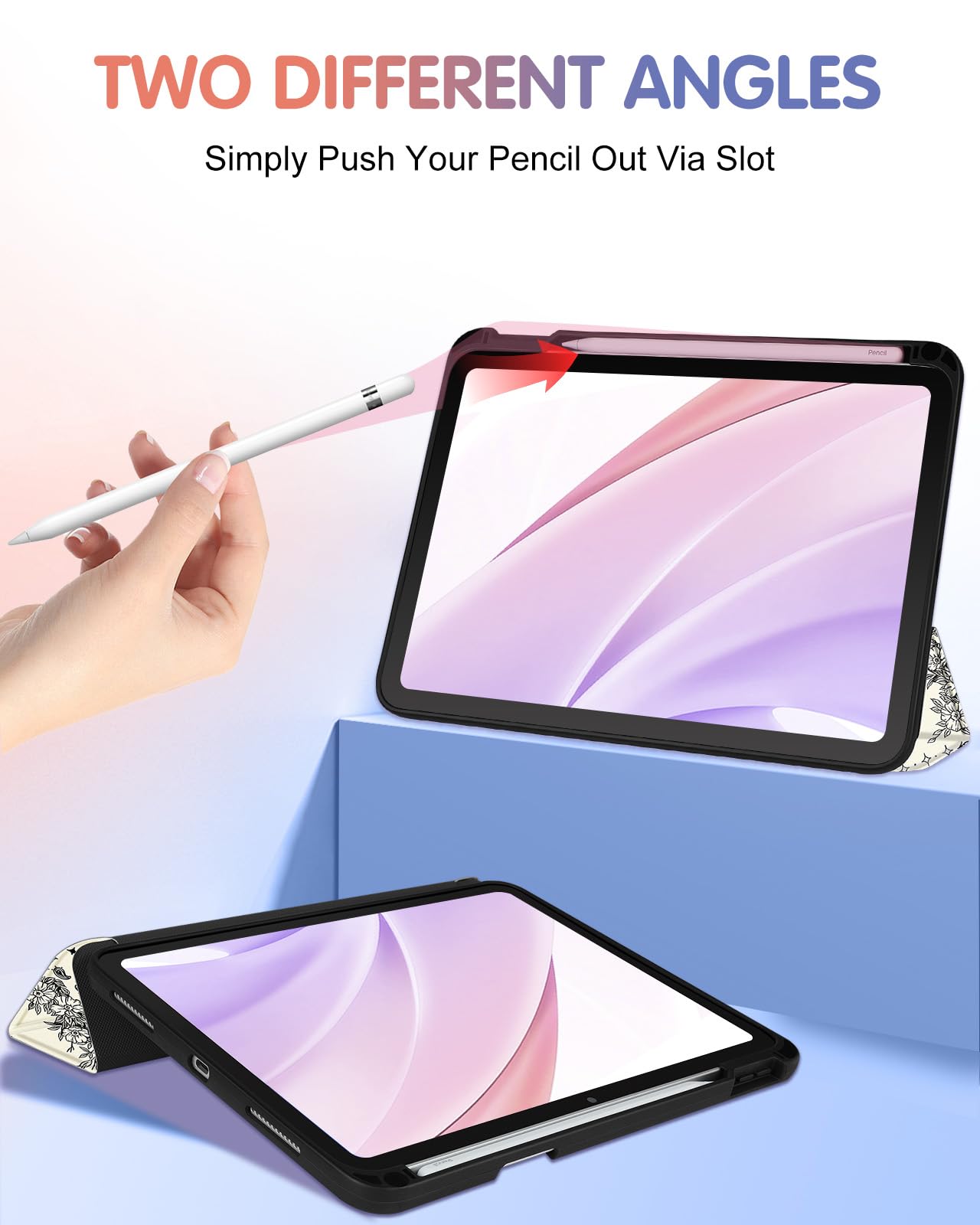 Wazzasoft For Apple Ipad 10Th Generation Case 10.9 Inch Cute Women Girls Folio Cover Aesthetic Girly Butterfly Design Unique Pen