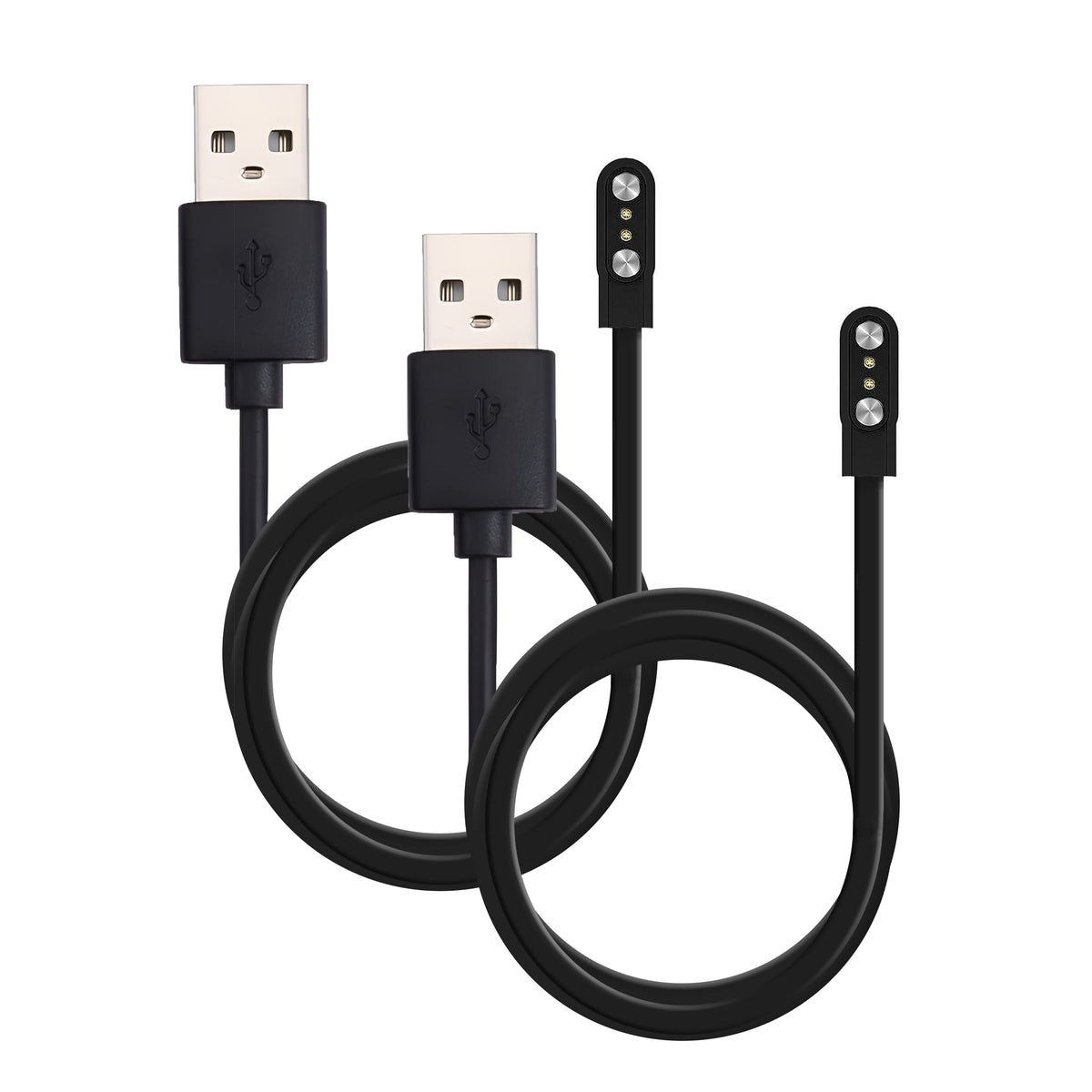 Gearplex Charging Usb Cable (2 Pin Magnetic) For Smart Watch Bluetooth Devices Black (Size- 2.5 Mm- 2 Pack)