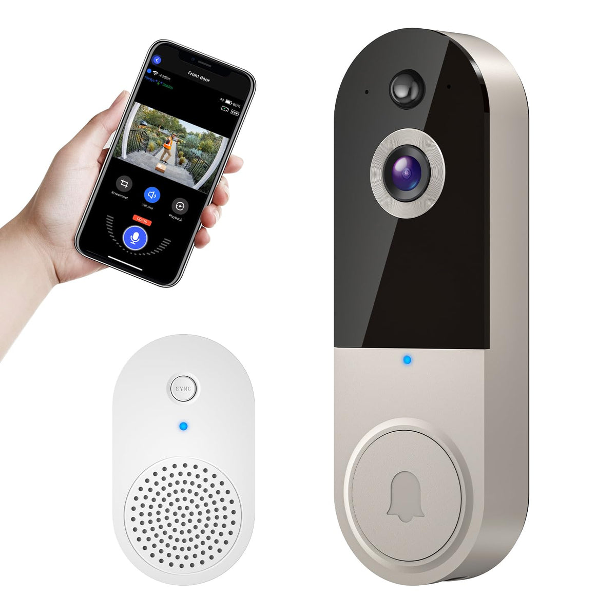Hubposh Wireless Wi-Fi Video Doorbell Camera With Ai Motion Detection, Two Way Audio, Night Vision And Cloud Storage
