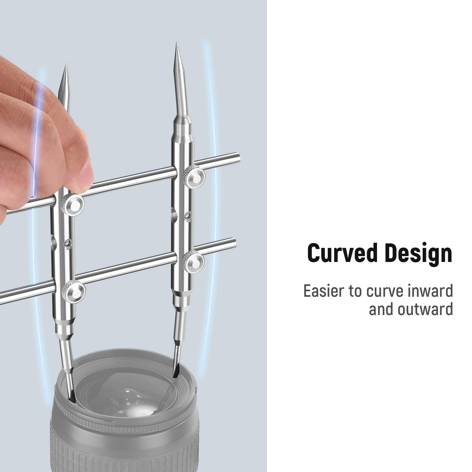 Neewer Stainless Steel Lens Spanner Wrench, Professional Curved Double Sided Pointy/Flat Tips Lens Removal Tool With Four Screws