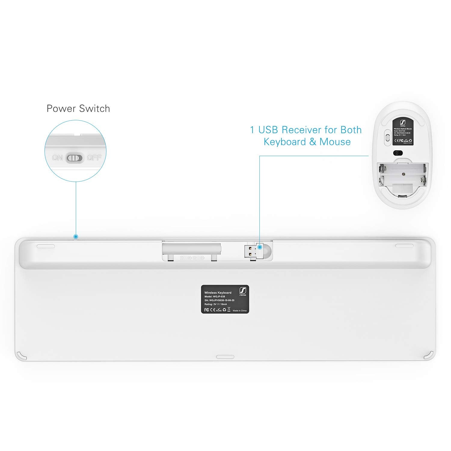 Wireless Keyboard And Mouse Combo   Full Size Slim Thin Wireless Keyboard Mouse With Numeric Keypad 2.4G Stable Connection Adjustable Dpi   Rose Gold & White