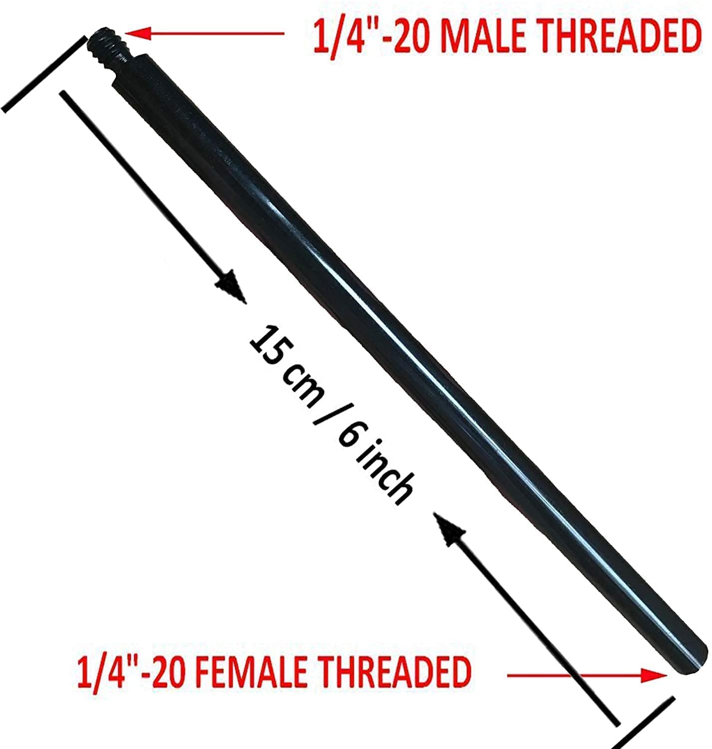 Auxphome Metal Tripod Extender Tube Extension Rod/Tripod Pole   With 1/4Inch 20 Female Threaded And 1/4Inch 20 Male Threaded For