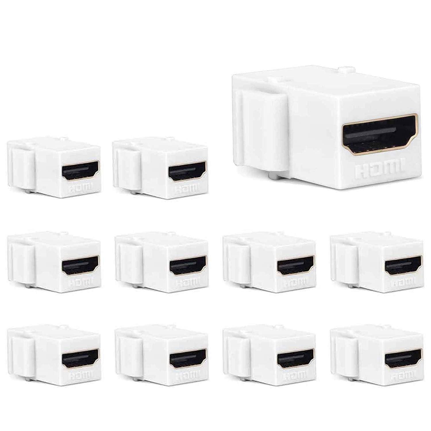 Hdmi Keystone Jack, Phizli 10 Pack Hdmi Keystone Insert Female To Female Coupler Adapter (White)