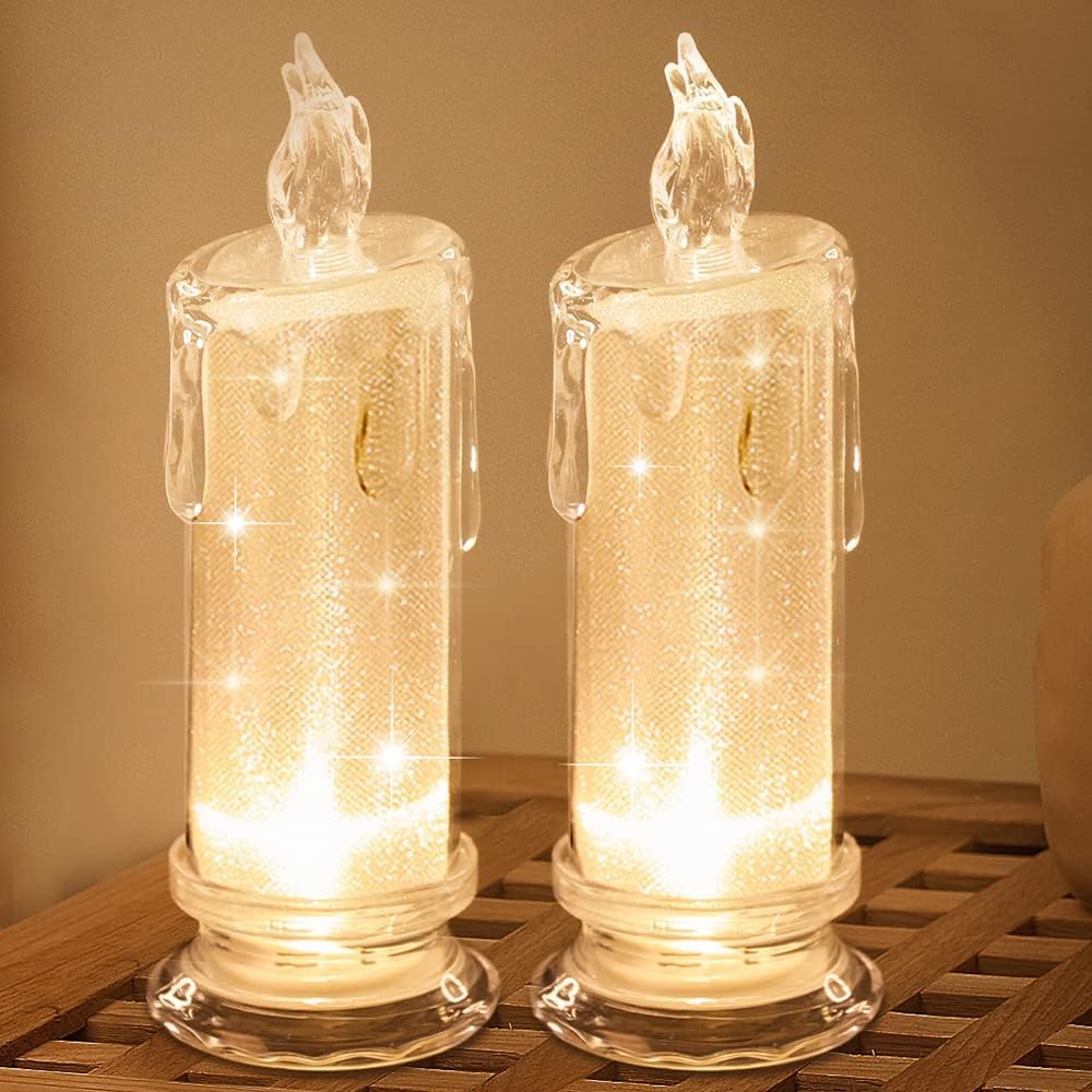 Haidoliang 2 Pcs Led Flameless Candles,Fake Candle, Battery Operated Candles/Battery Included For Valentine'S Day Bedroom Birthd