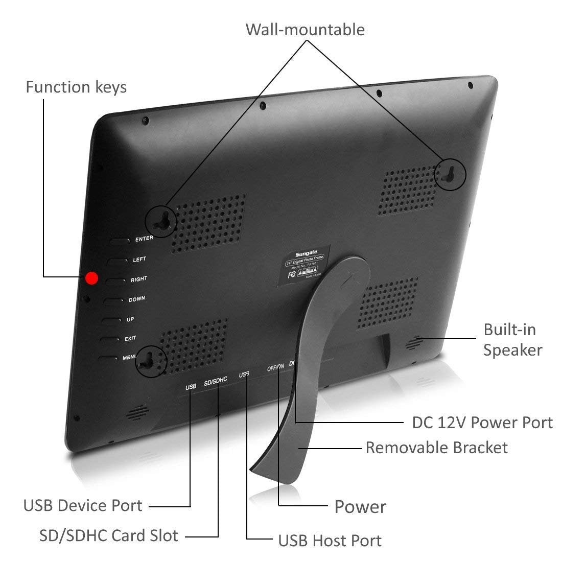 Sungale 14'' Hi Resolution Digital Photo Frame With Remote Control, Transitional Effects, Interval Time Adjust, Video Playback,