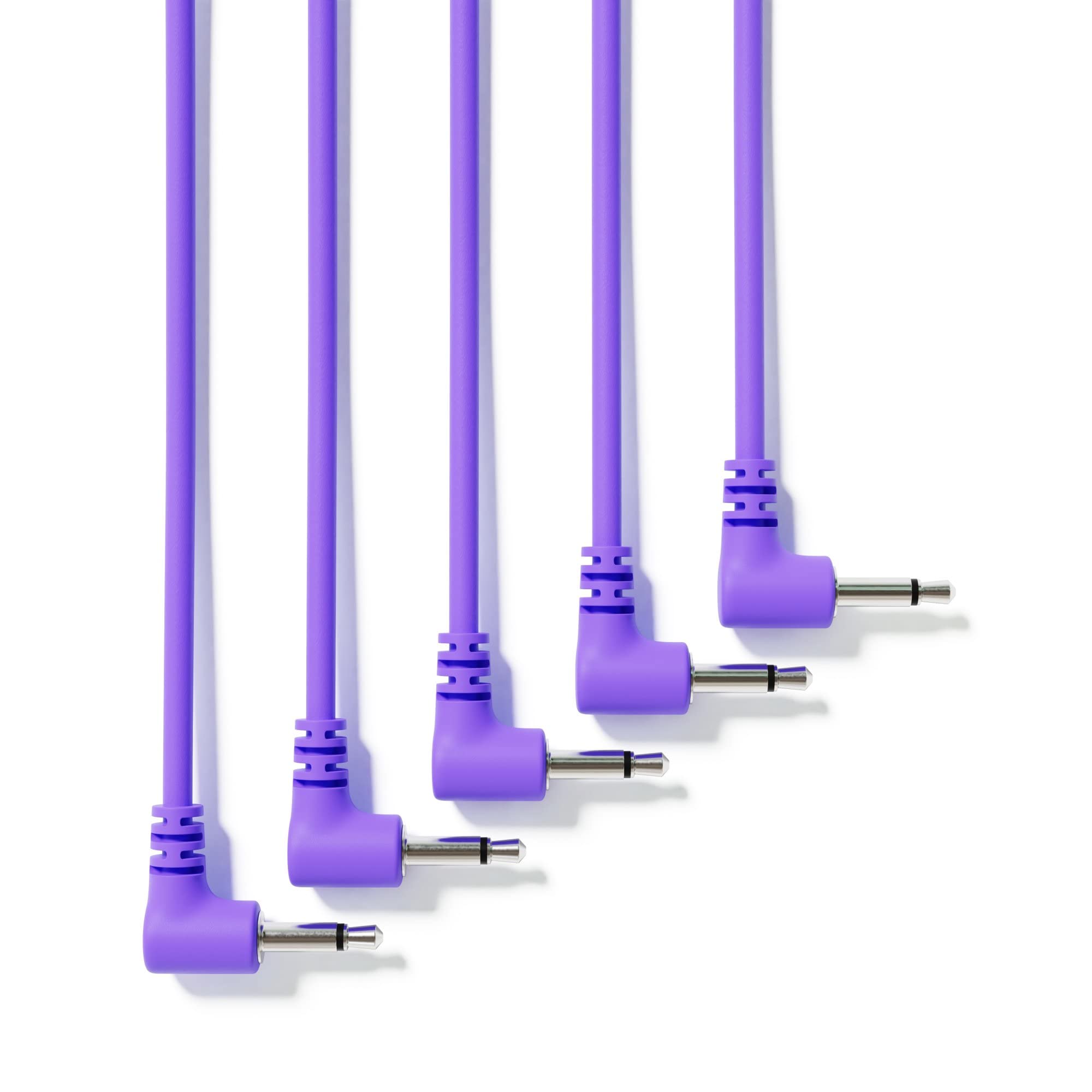 ExcelValley - 5-Pack - Right Angle Mono Modular Patch Cables - 3.5mm 1/8 Eurorack Synthesizer [Purple | 150 cm - 59.06]