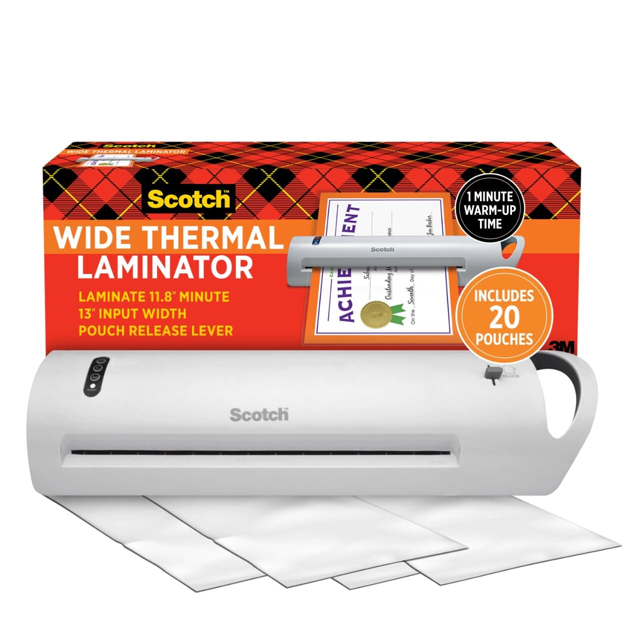 Scotch Thermal Laminator With 20 Letter Size Pouches, Ideal For Teachers, Small Offices, Or Home (Tl1302Xvp)