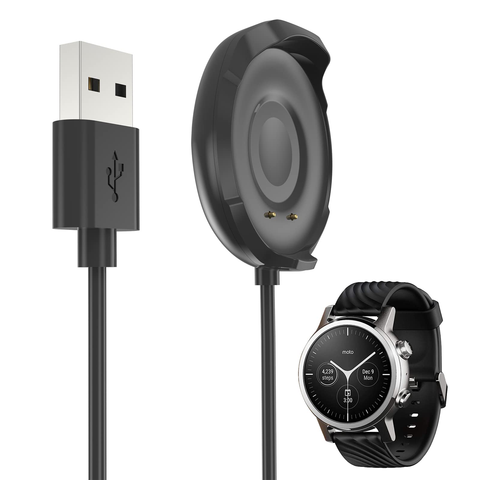 Disscool Replacement Charging Dock Cable Compatible With Moto 360 3Rd Gen, Usb Cable Charging Charger Holder Stand For Women Men