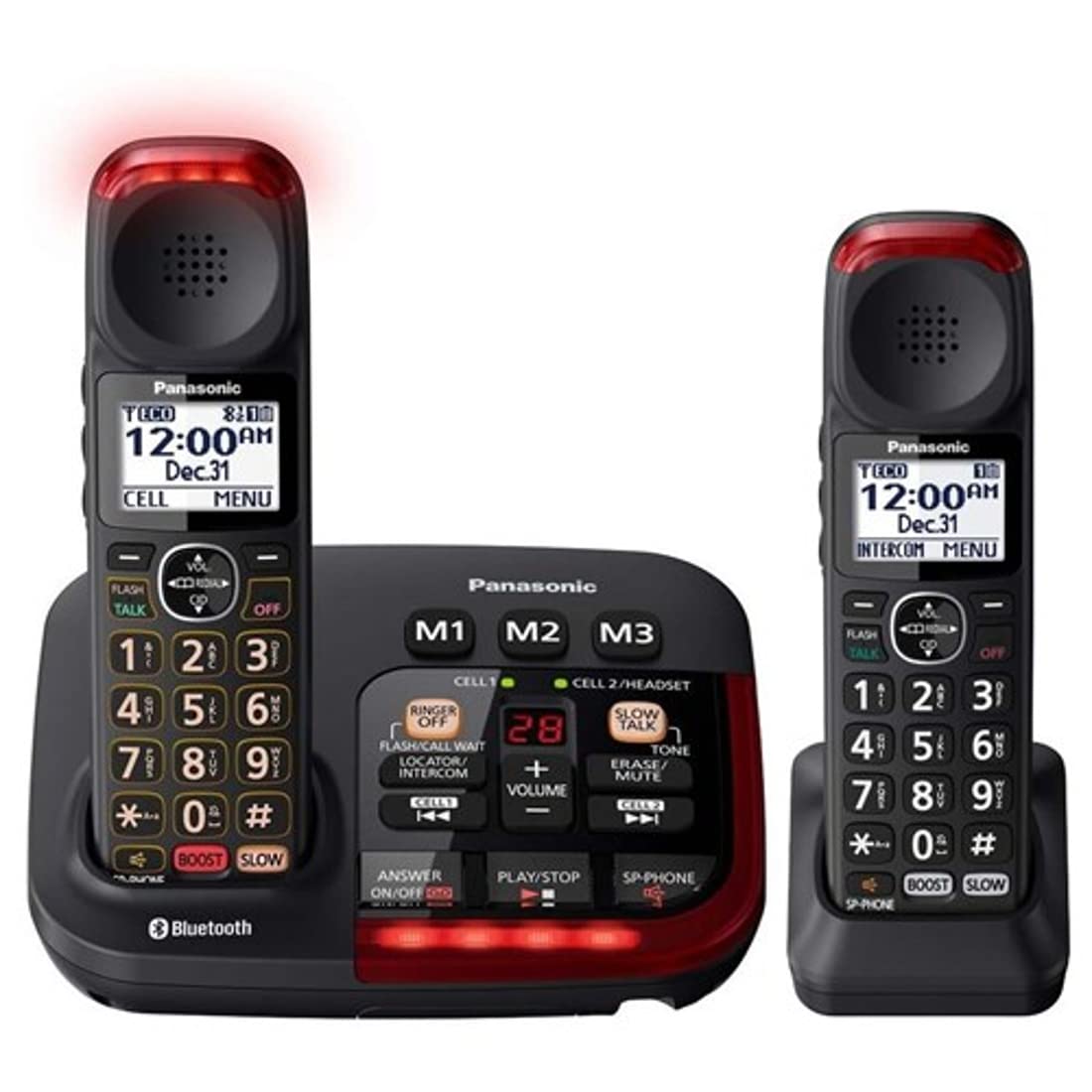 Panasonic KX-TGM430B + (1) KX-TGMA44B Link to Cell Bluetooth Talking Caller ID Voice Volume Booster Slow Talk Control Amplified 