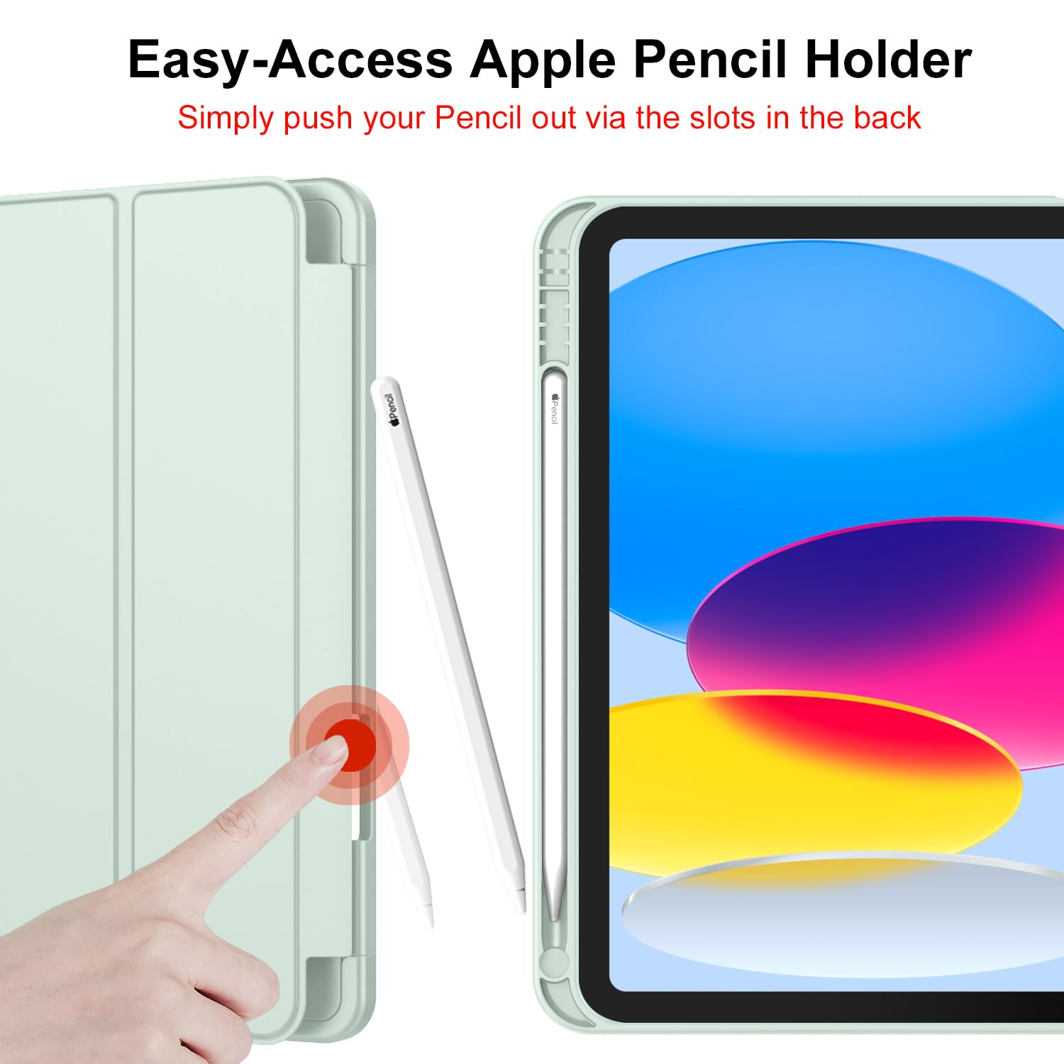 Imieet New Ipad 10Th Generation Case 2022 10.9 Inch With Pencil Holder, Trifold Stand Smart Case With Soft Tpu Back,Auto Wake/Sleep(Color Light Green)