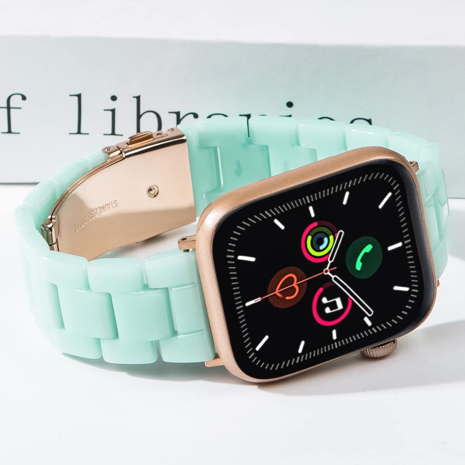 Hopo Compatible With Apple Watch Band Series Ultra Series 9 8 7 Series Se 6 5 4 3 2 1 Thin Light Resin Strap Bracelet With Stain