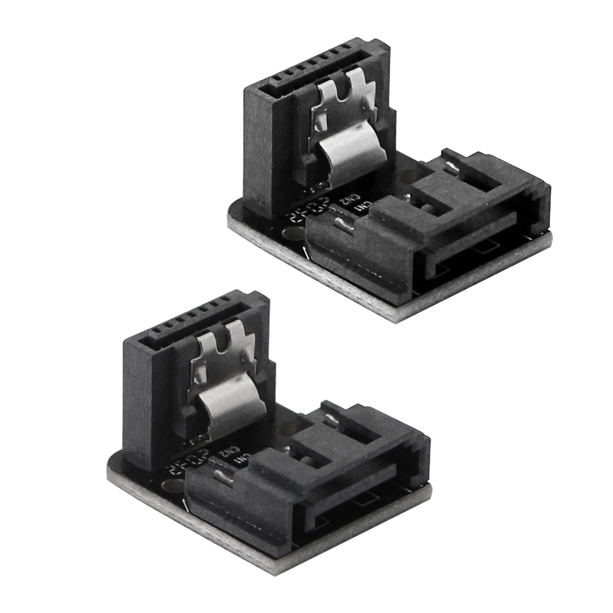 Cerrxian 90 Degree Sata Adapter, Up Angle Sata 7Pin Male To Female Converter For Motherboard Desktops Computer Ssd Hdd(Up/Front)