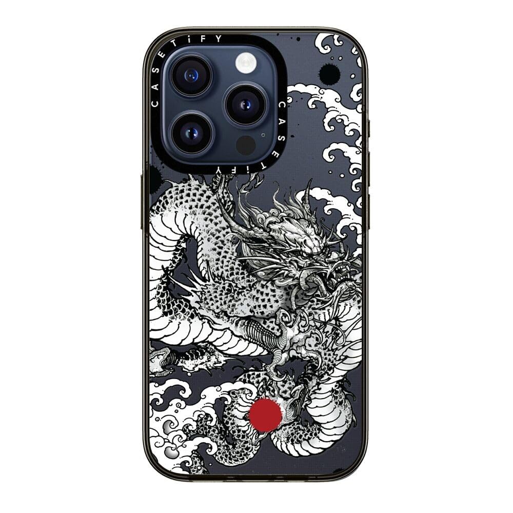 Casetify Compact Iphone 15 Pro Case [2X Military Grade Drop Tested / 4Ft Drop Protection]   Power Dragon By Gabe Shum   Clear Bl