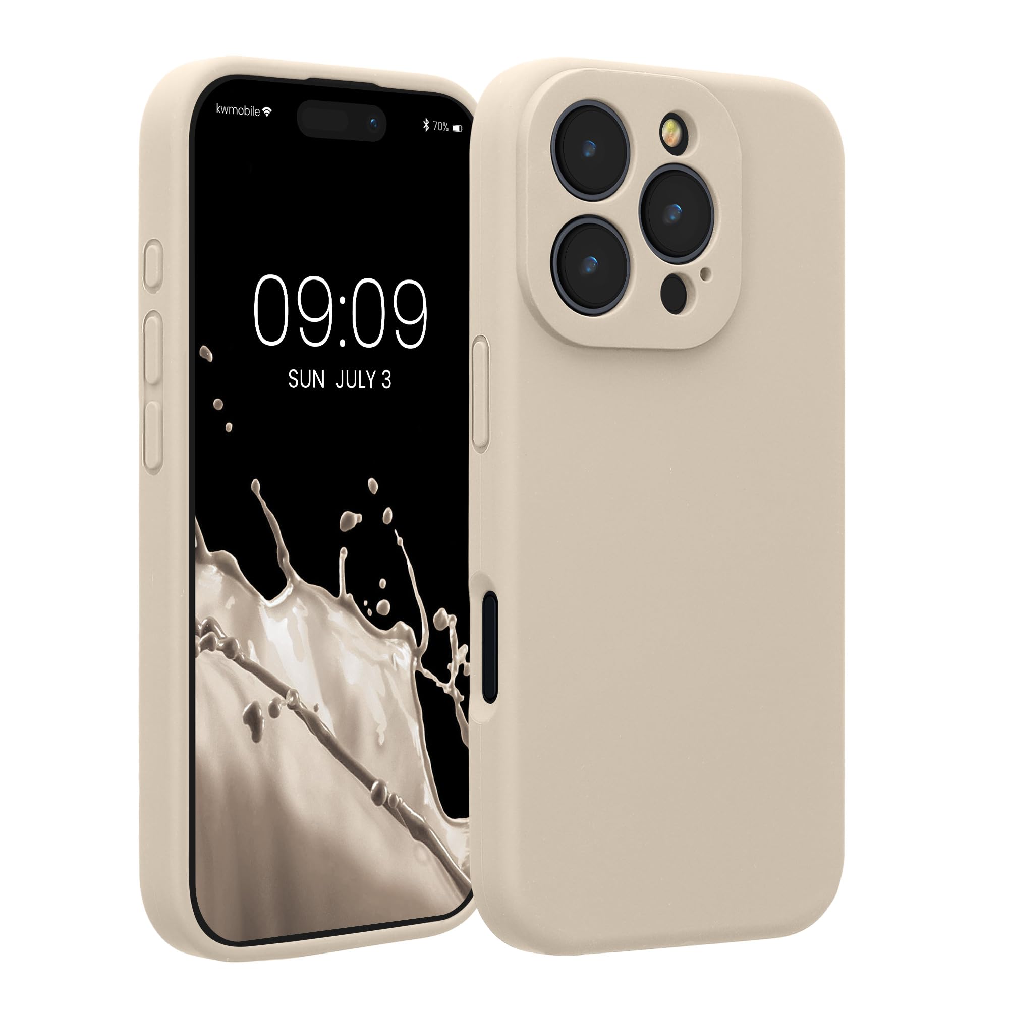 kwmobile Case Compatible with Apple iPhone 16 Pro Case - Slim TPU Silicone Phone Cover - Soft Touch Finish - Cream