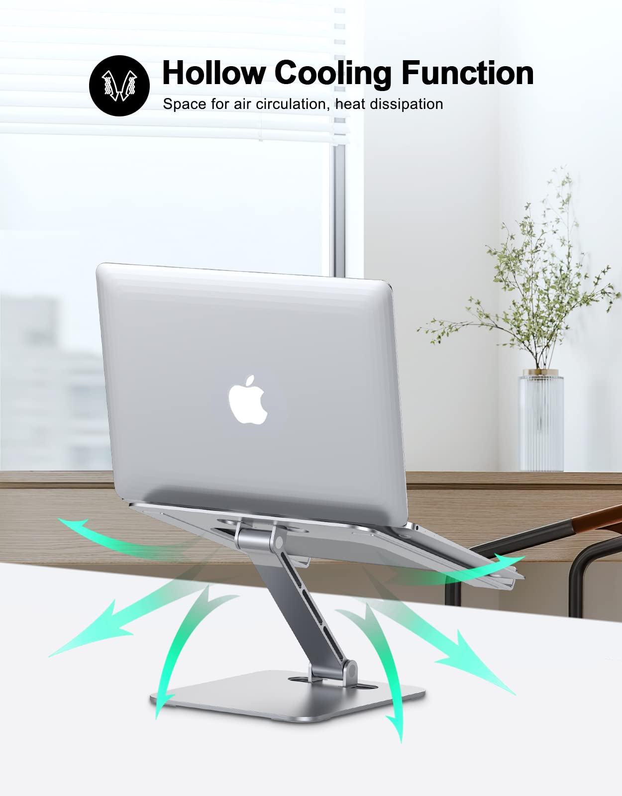 Riwuct Foldable Laptop Stand, Height Adjustable Ergonomic Computer Stand For Desk, Aluminum Portable Laptop Riser Holder Mount C