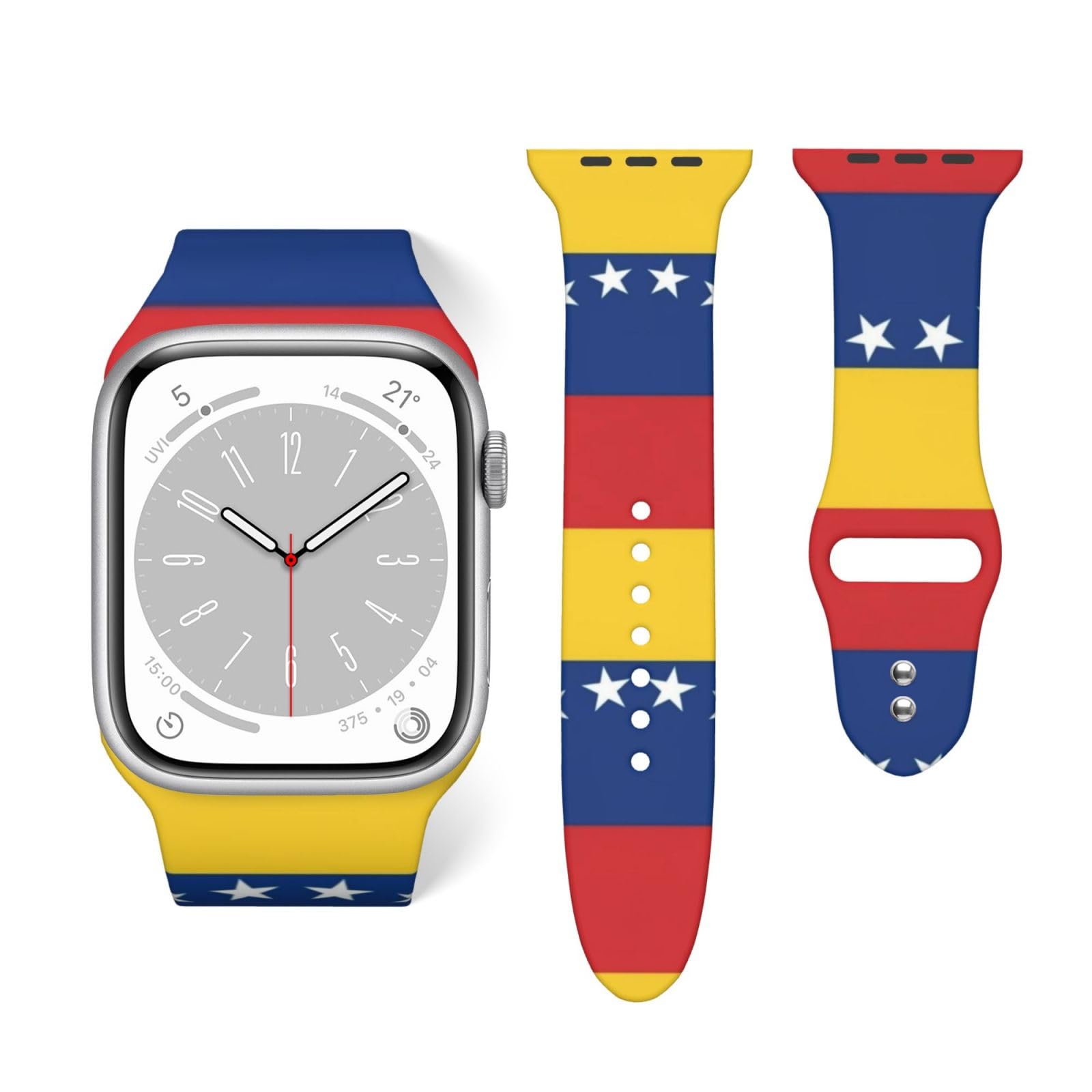 Silicone Replacement Bands Compatible with Apple Watch Flag Of Venezuela, Adjustable Straps for Men and Women