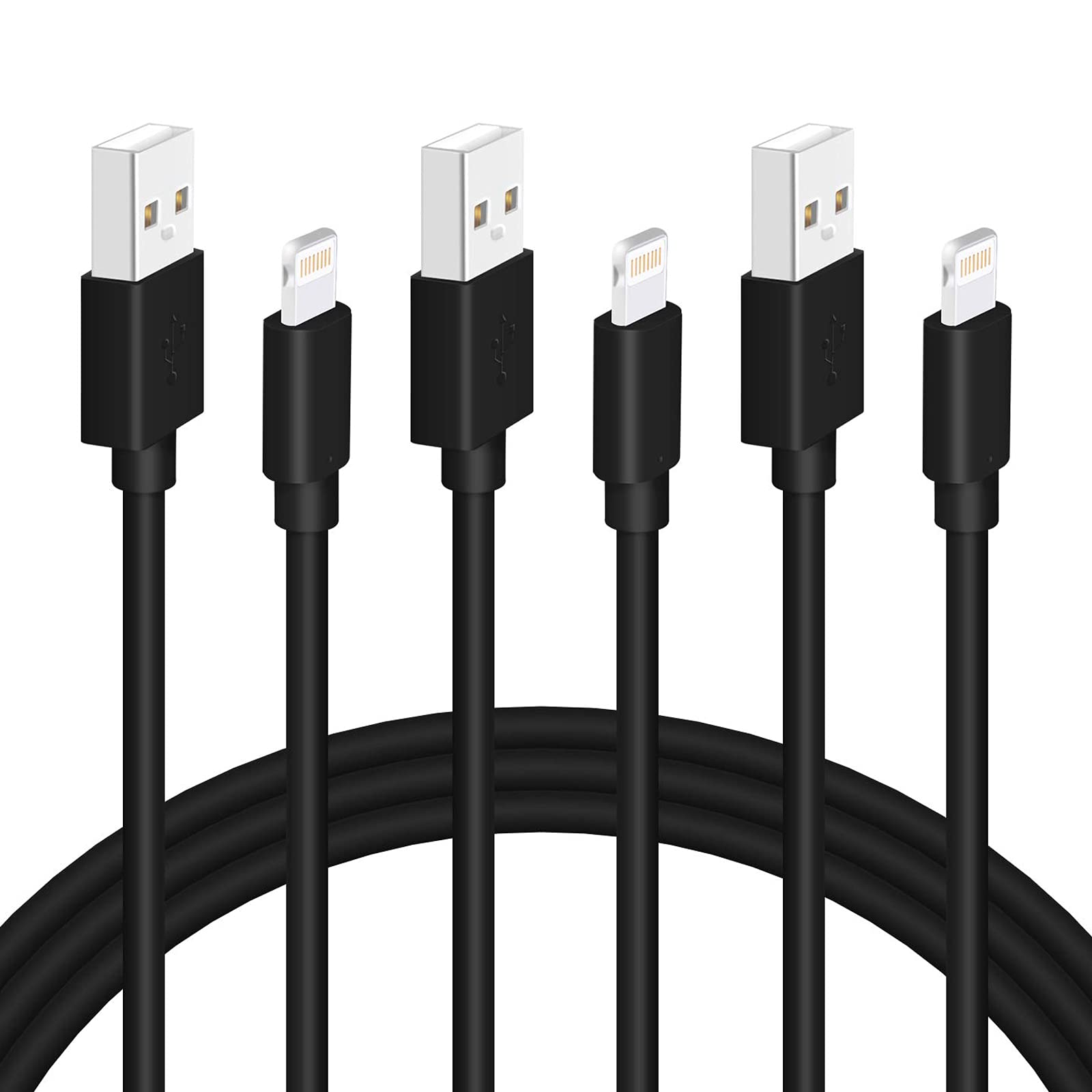 Black Iphone Charger Cord, 3 Pack 6Ft Mfi Certified Fast Charging Cable Data Sync Lightning To Usb A Cable Compatible With Iphone14/13/12/ Mini/Pro/Max/ 11/ Xs/Xr/Se/ 8/7/ 6/ Plus/Ipad/Airpods