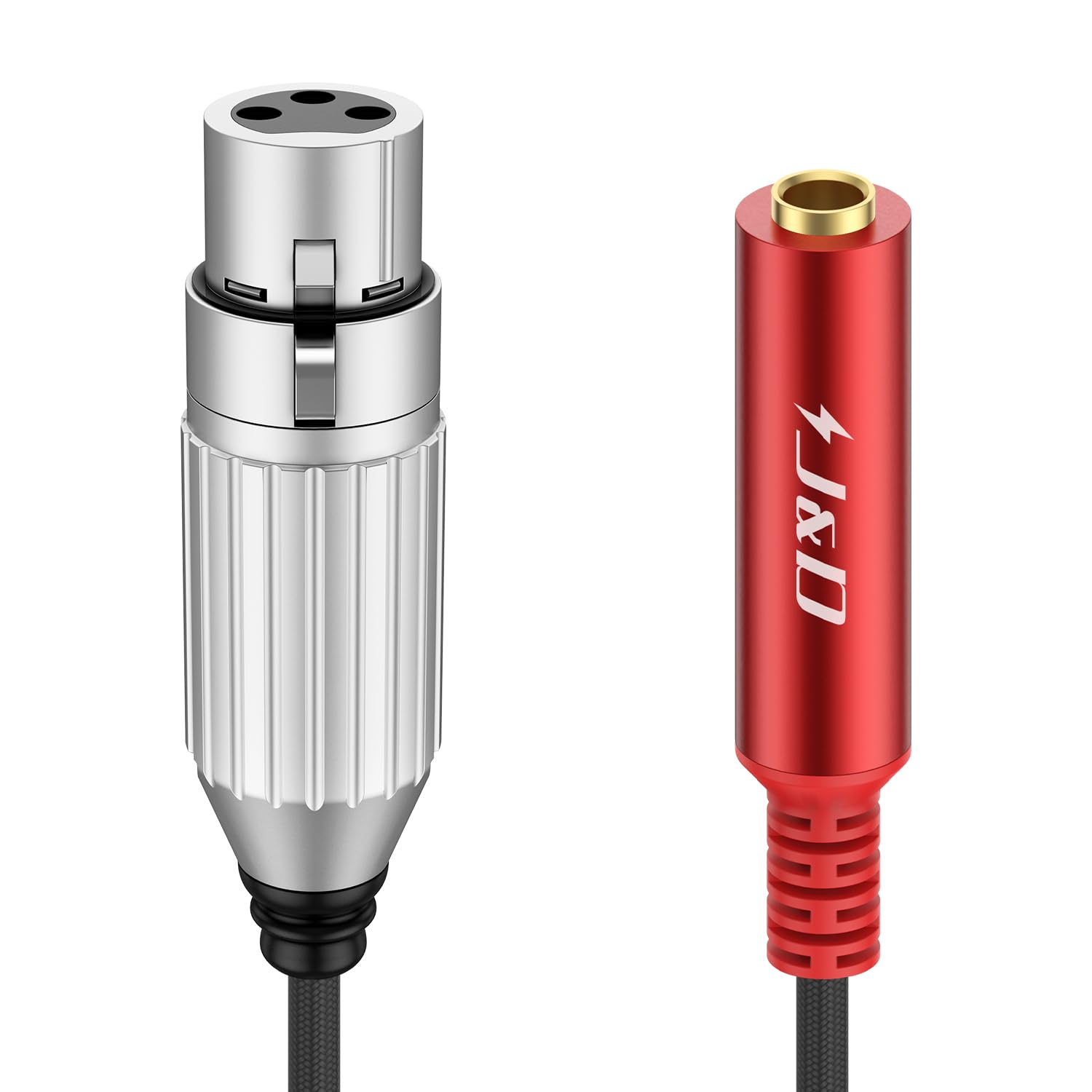 J&D XLR to 1/4 Cable, Balanced 3 Pin XLR Female to 6.35mm 1/4 TRS Female Stereo Audio Adapter with Gold Plated and Nylon Braided