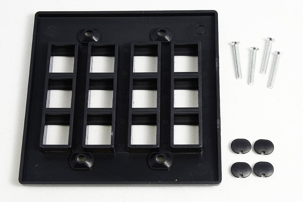 Riteav   Keystone Wall Plate Double Gang 12 Port Black (1 Piece Flush)