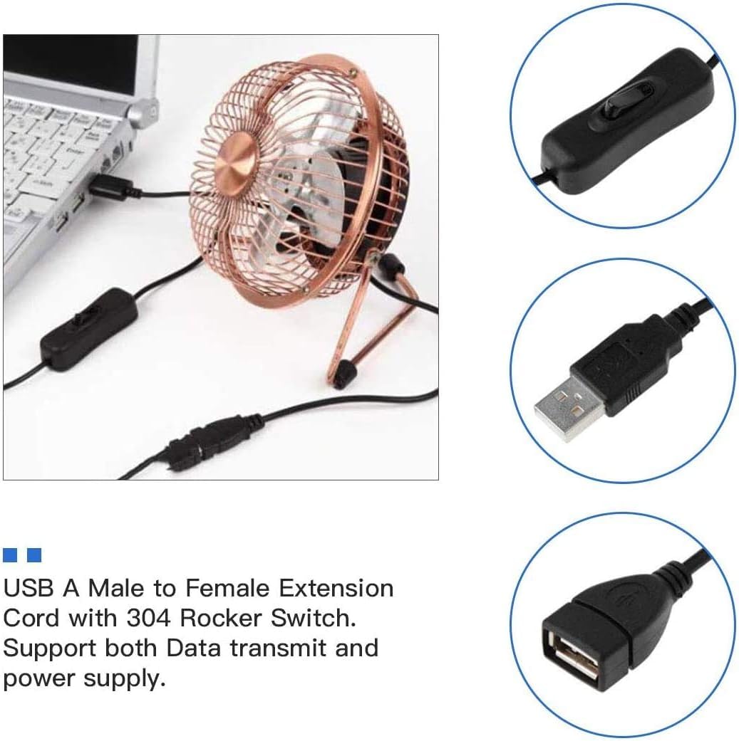 Dfsucces Usb Extension Cable 2Pcs With On/Off Switch Usb Male To Female Cable Support For Led Desk Lamp, Usb Fan, Led Strips Etc