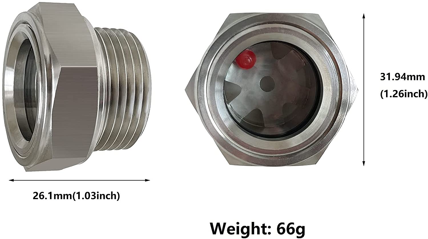 3/4'' Npt Male Threaded Stainless Steel Sight Glass Oil Liquid Level Gauge Oil Indicator Window Hydraulic Tank Sight Glass For P