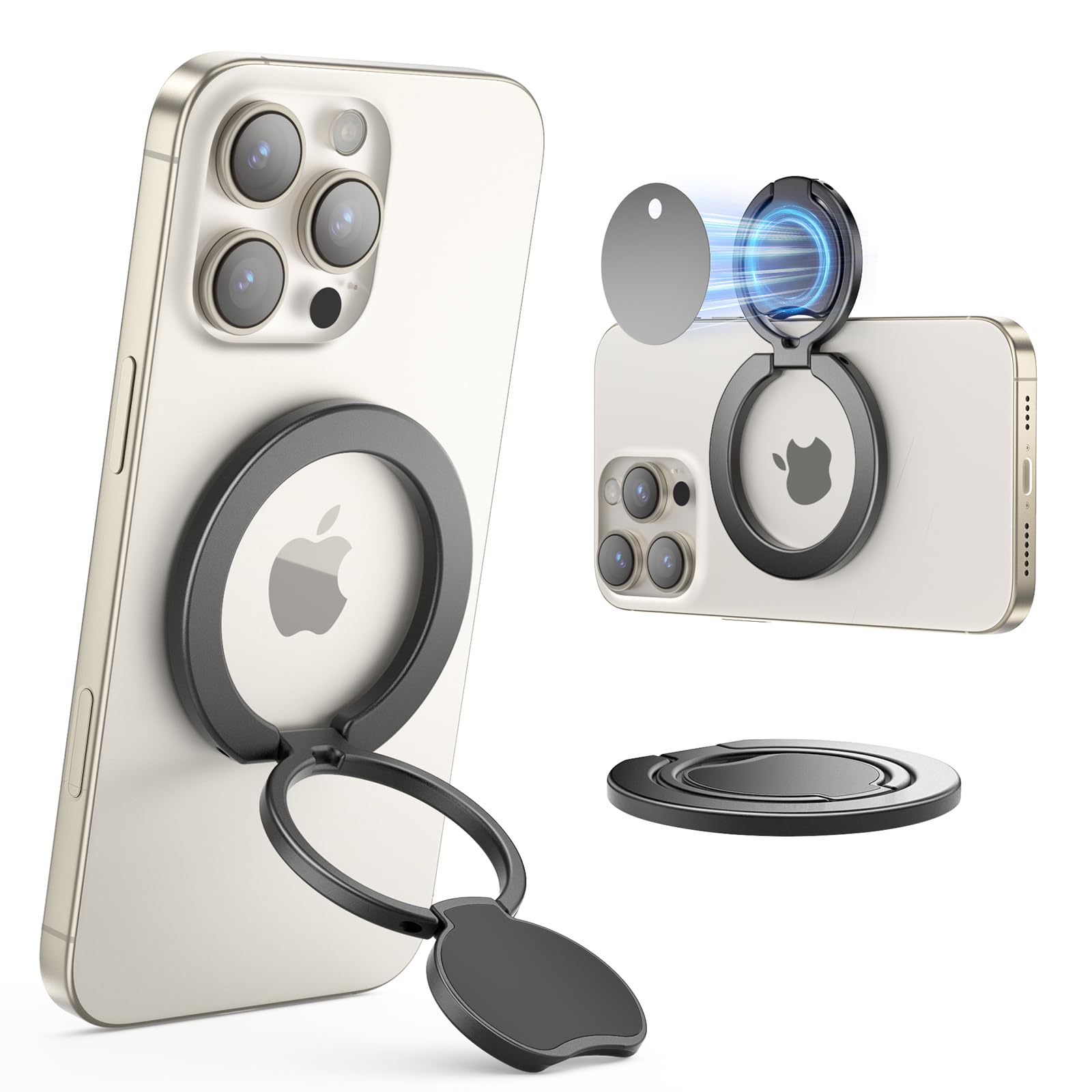 Superone Dual-Side Magnetic Ring Holder For Magsafe, 2025 Upgraded Removable Gym Mag Safe Phone Grip With Kickstand For Iphone 1