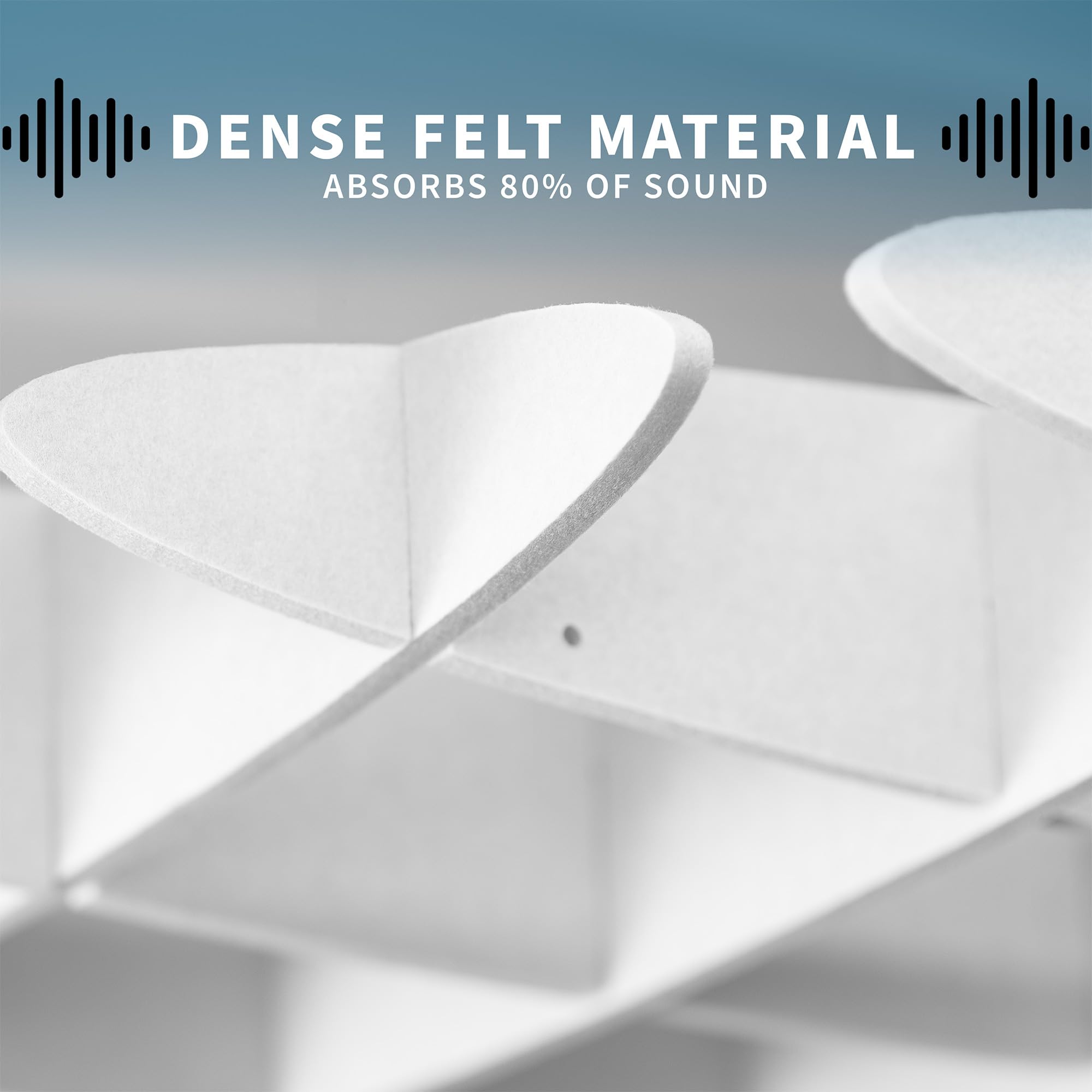 Vivo Acoustic Ceiling Waffle Panel, Hexagonal Hanging Sound Absorber, Modern Noise Reduction Chandelier, White, Pp-Cw01W