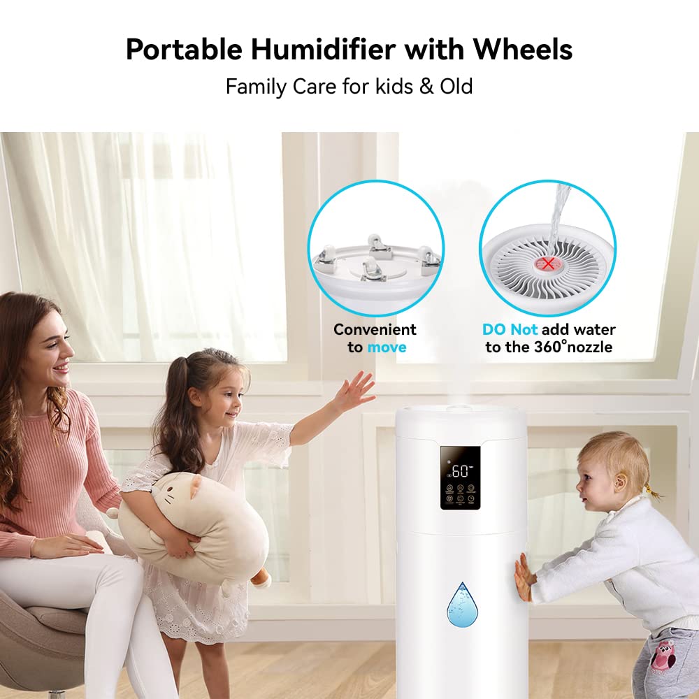 Humidifiers For Large Room Home Bedroom 2000 Sq.Ft. 17L/4.5Gal Large Humidifier With Extension Tube & 4 Speed Mist,Top Fill Whol