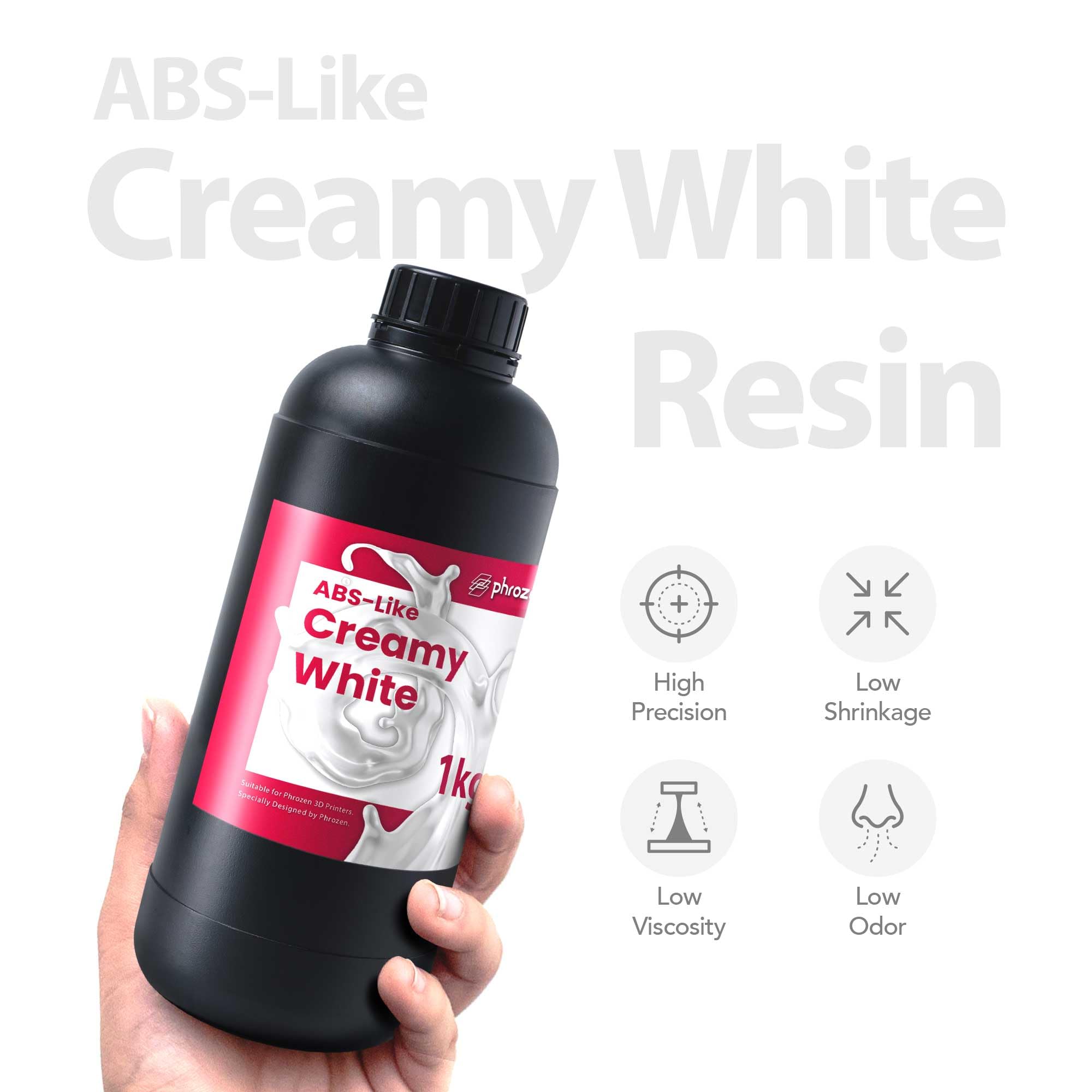 Phrozen Abs Like Creamy White 3D Printing Resin, 405Nm Dlp Lcd Uv Curing Photopolymer Resin For General Modeling And Prototyping