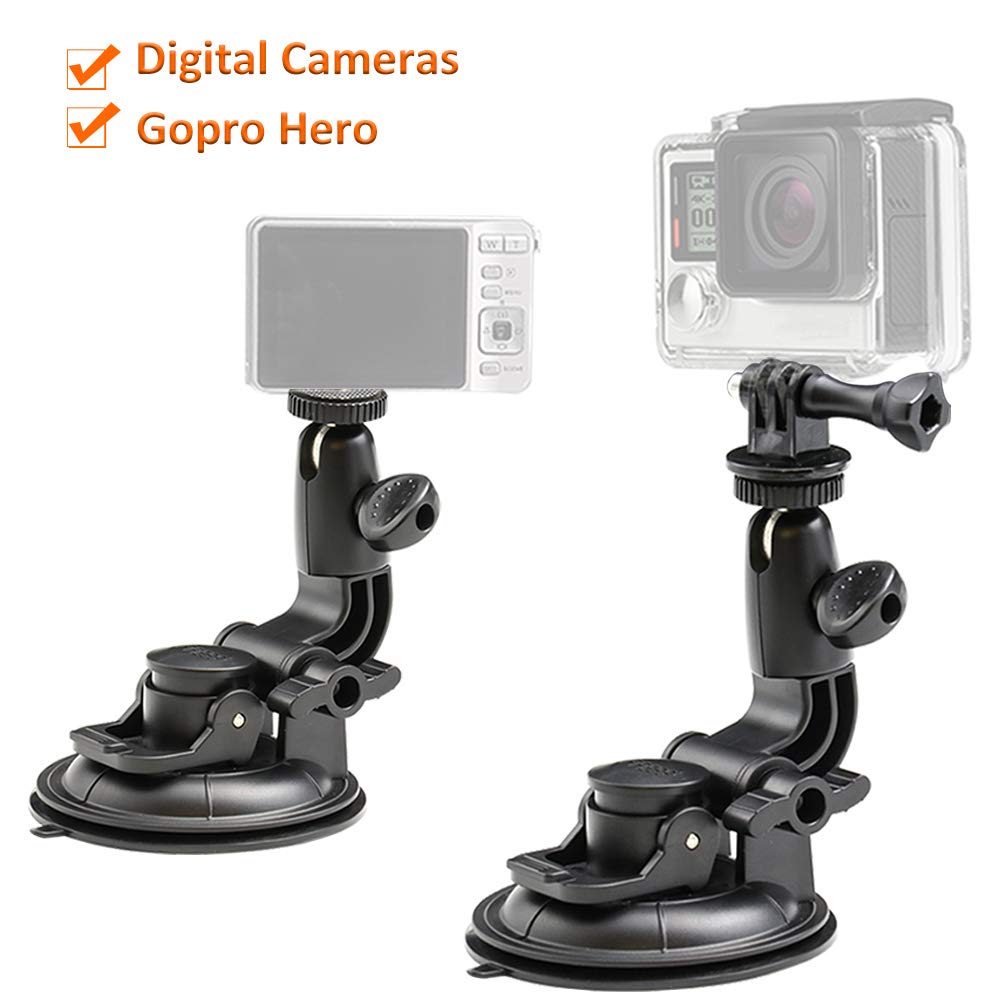 Heavy Duty Camera Car Windshield Mount With 1/4 20 Adapter For Gopro Hero Series And All Cameras