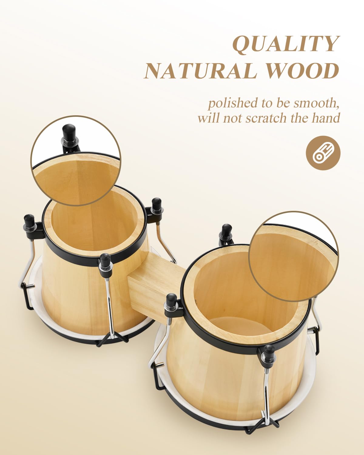 Eastar Bongo Drums 6    And 7    Wood Percussion Instrument Bongos For Kids Adults Beginners Natural Finish, Ebo-1