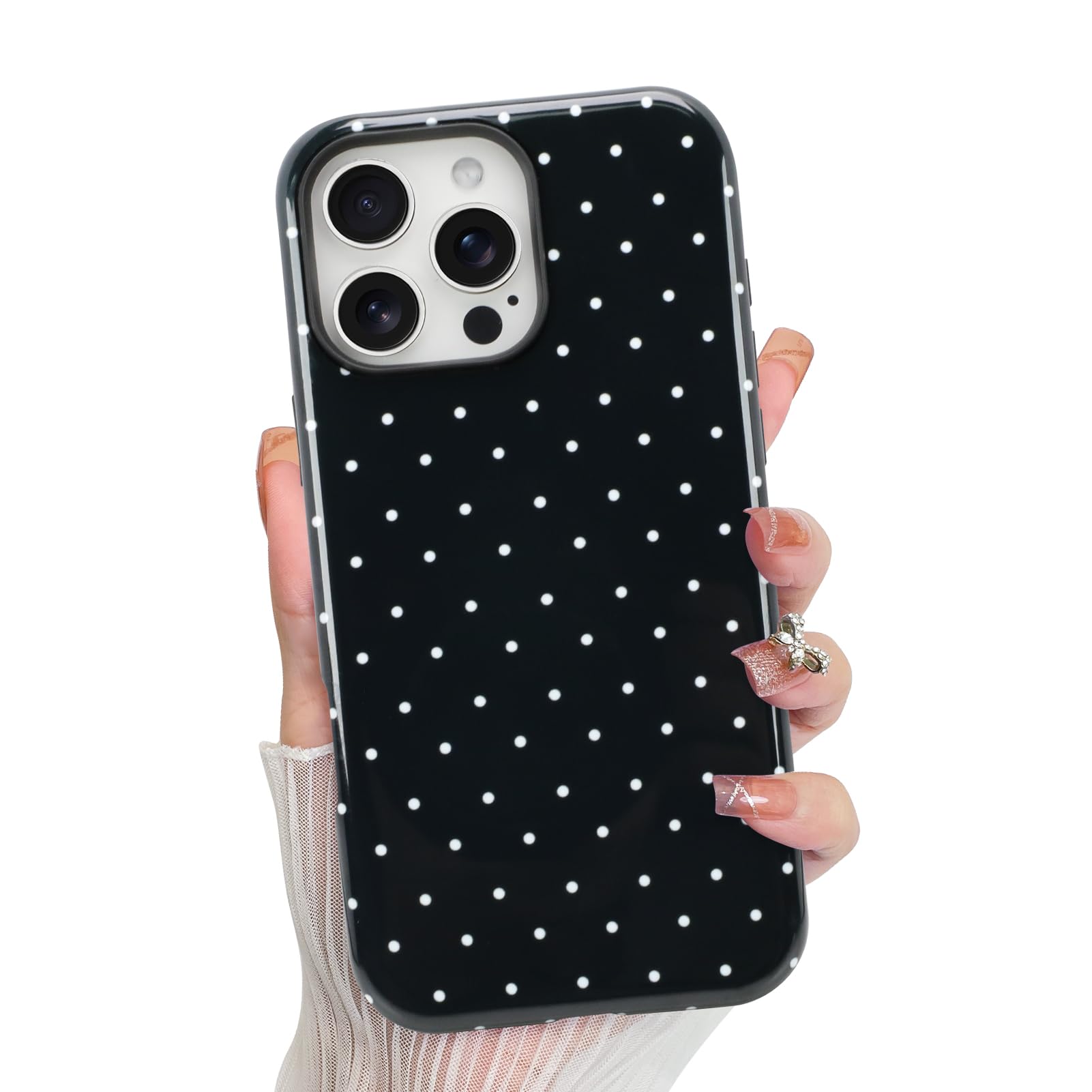 KANGHAR Compatible with iPhone 16 Pro Case, Aesthetic Spot Cute Pattern, Support for MagSafe Shockproof Cover for Girls Women -B