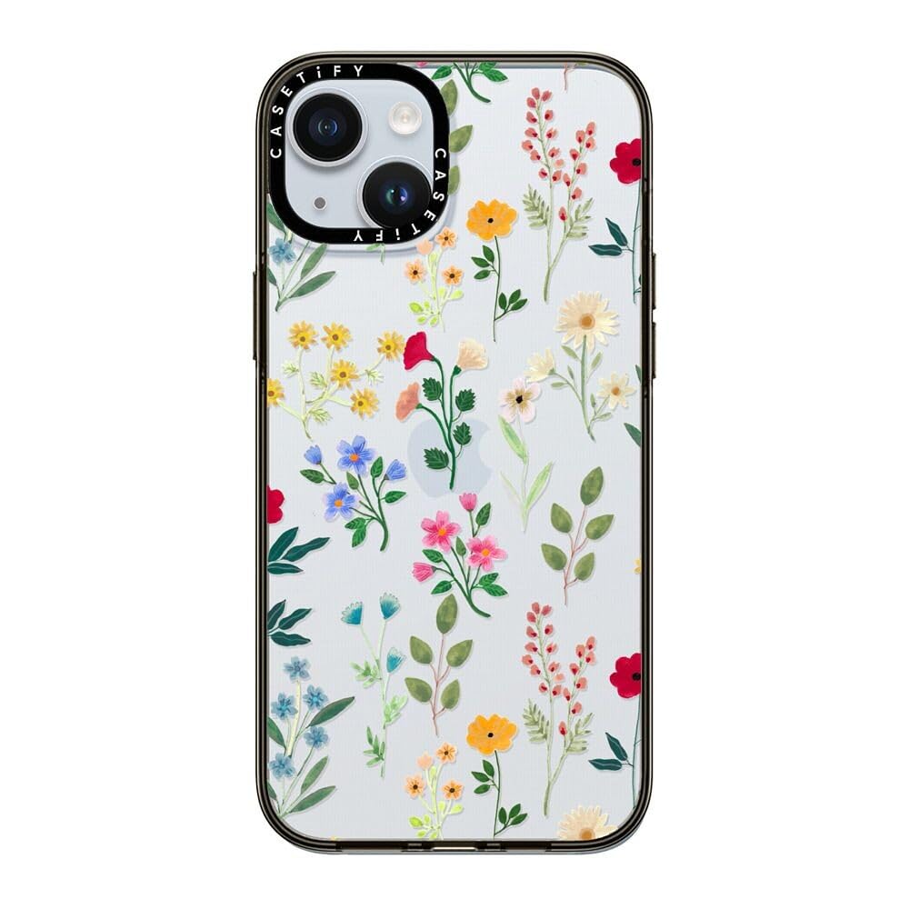 Casetify Compact Case For Iphone 15 Plus [2X Military Grade Drop Tested / 4Ft Drop Protection]   Spring Botanicals 2   Clear Bla