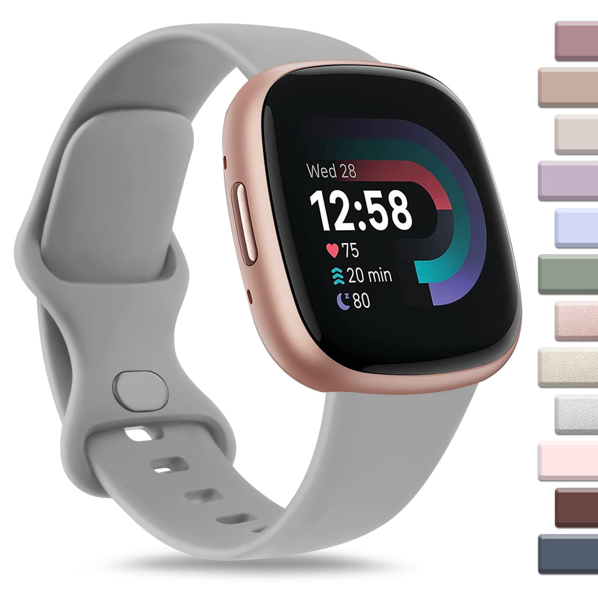 Ak Sport Band Compatible With Fitbit Sense 2 / Sense Bands/Fitbit Versa 4 / Versa 3 Bands Women Men, Classic Soft Silicone Strap