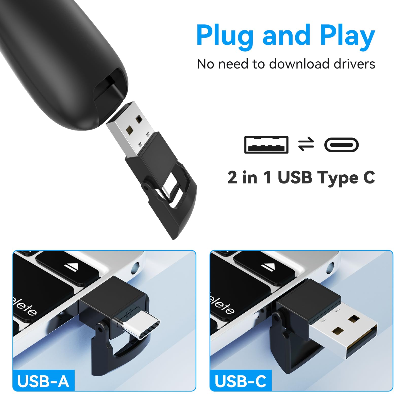 Wireless Presentation Clicker Powerpoint Presenter Remote : Usb Type C Clicker With Red Laser Pointer Long Range Ppt Control -Po