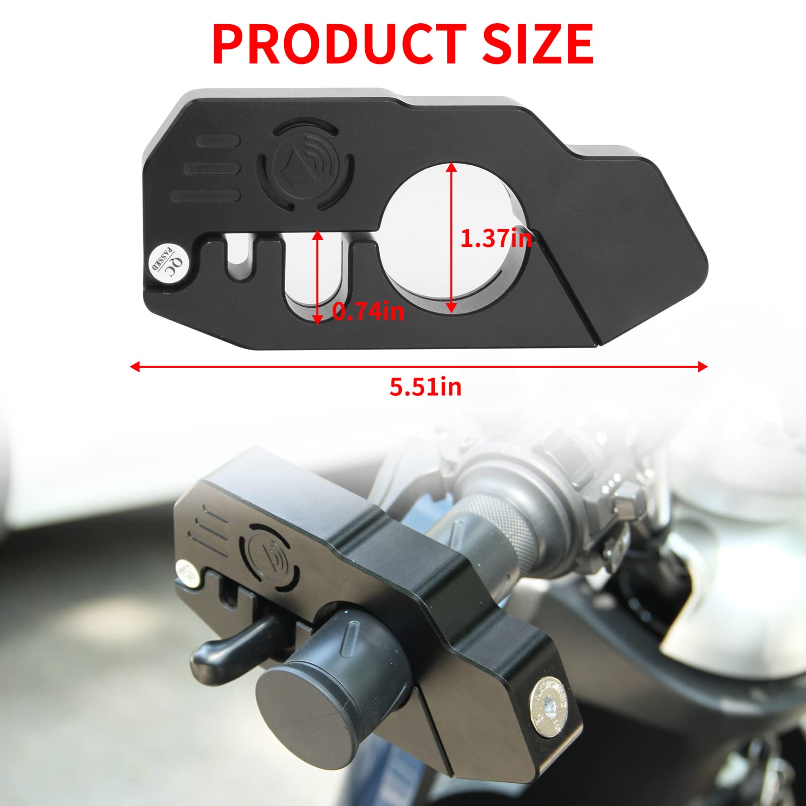 Opsoopi Motorcycle Lock, Heavy Duty Motorcycle Grips Lock 130Db Alarm Anti Theft Throttle Lock For Motorcycles Scooter Moped Ebi