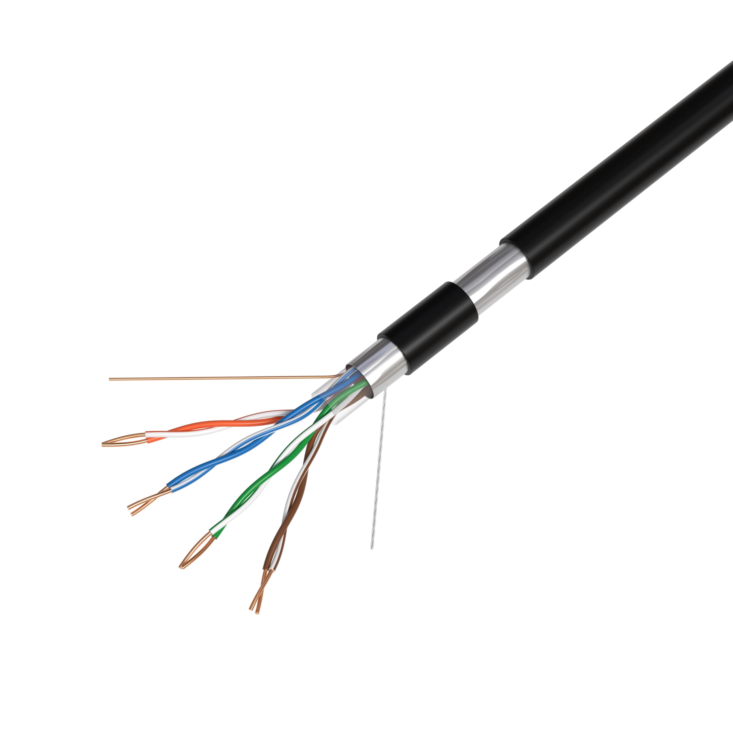 Cables Direct Online 500Ft Direct Burial Cat5E Ftp Outdoor 24 Awg Uv Resistant Cable Unshielded Copper Clad Aluminum Wire Solid